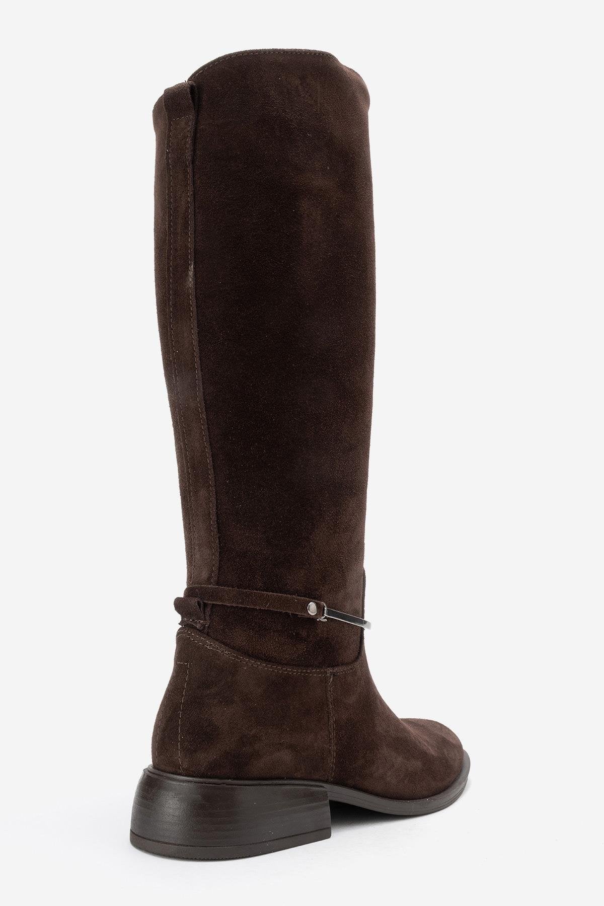 Ansel - Brown Suede Genuine Leather Ankle-Strap Riding Boot (Women) - Image 5