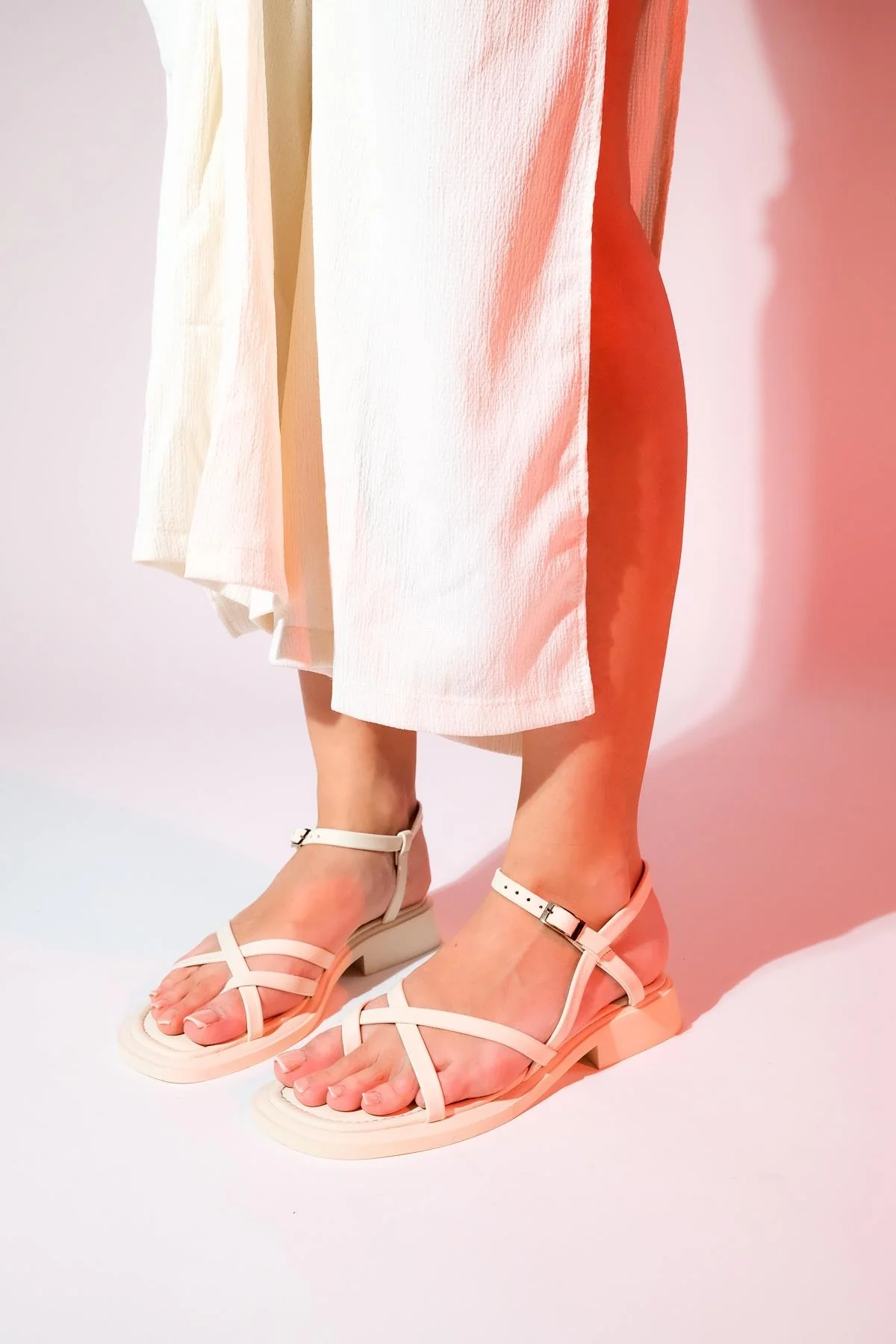 Antas - Beige Leather Sandals (Women) - Image 7