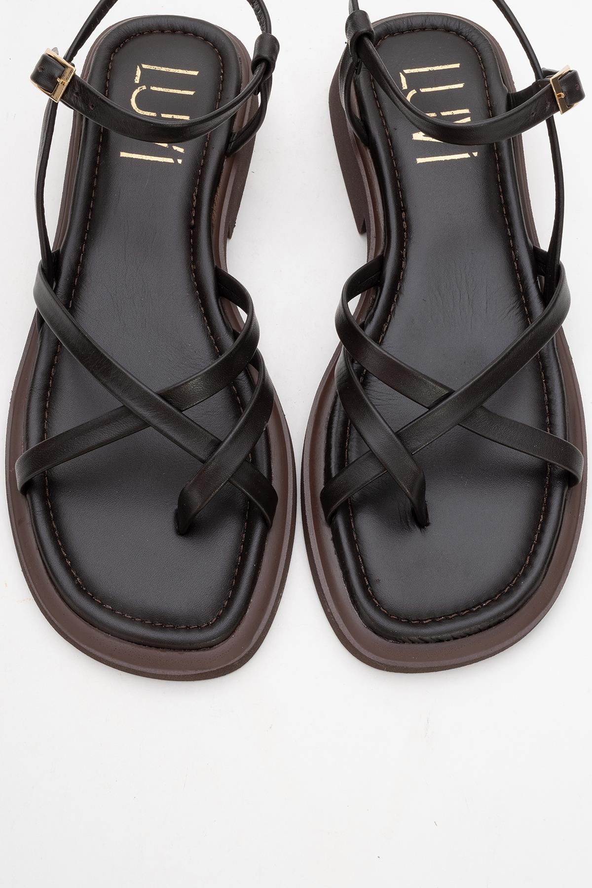 Antas - Brown Leather Sandals (Women) - Image 2