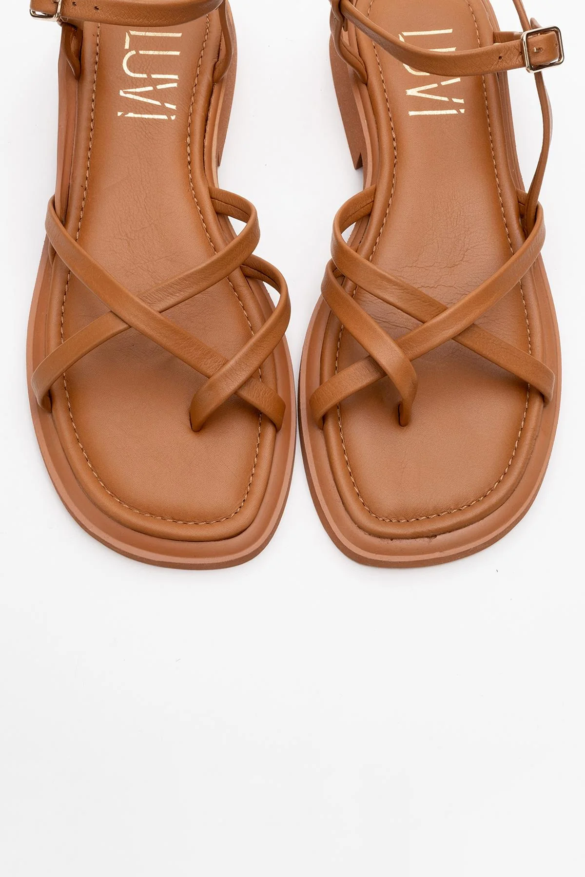 Antas - Cognac Brown Leather Sandals (Women) - Image 2