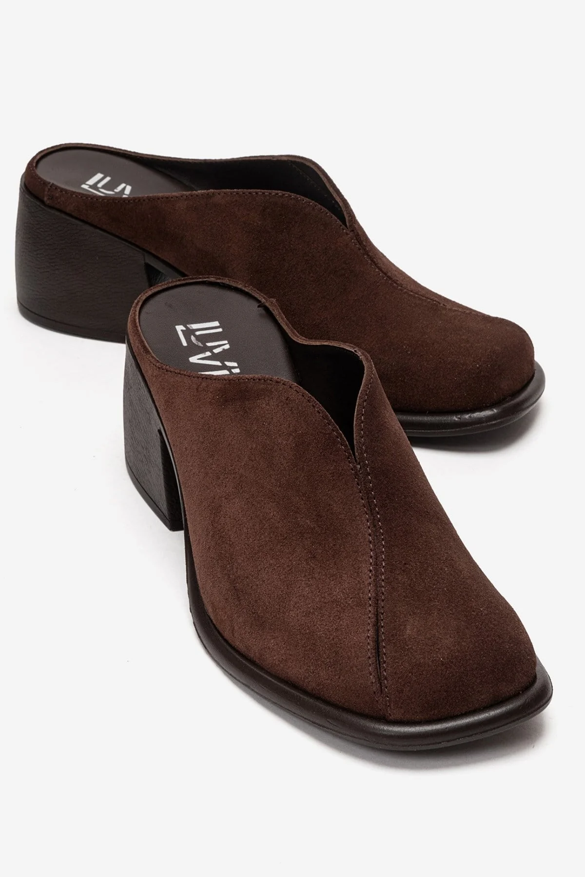Ardent - Brown Genuine Leather Block Heel Mule (Women)