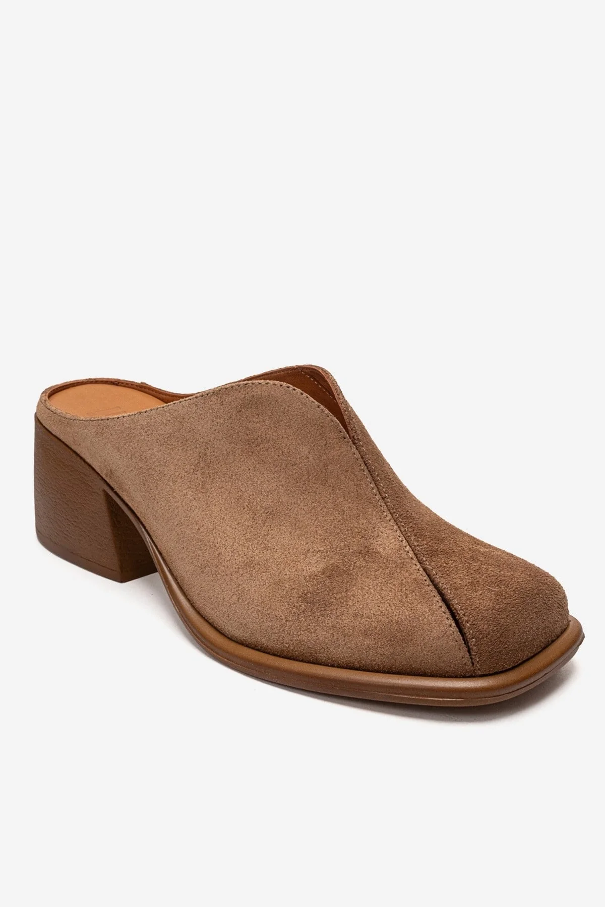 Ardent - Camel Genuine Leather Block Heel Mule (Women) - Image 3