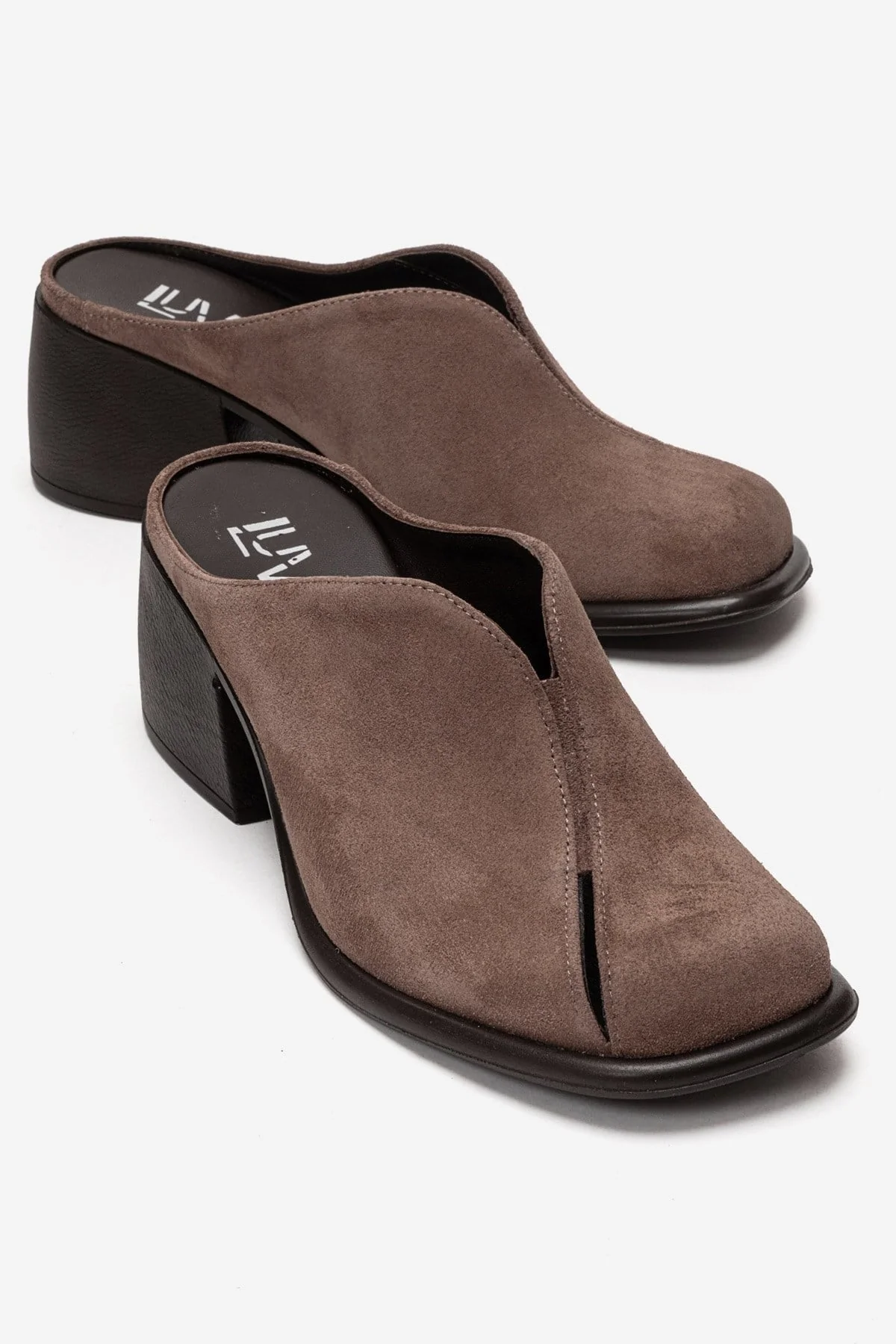 Ardent - Taupe Genuine Leather Block Heel Mule (Women)