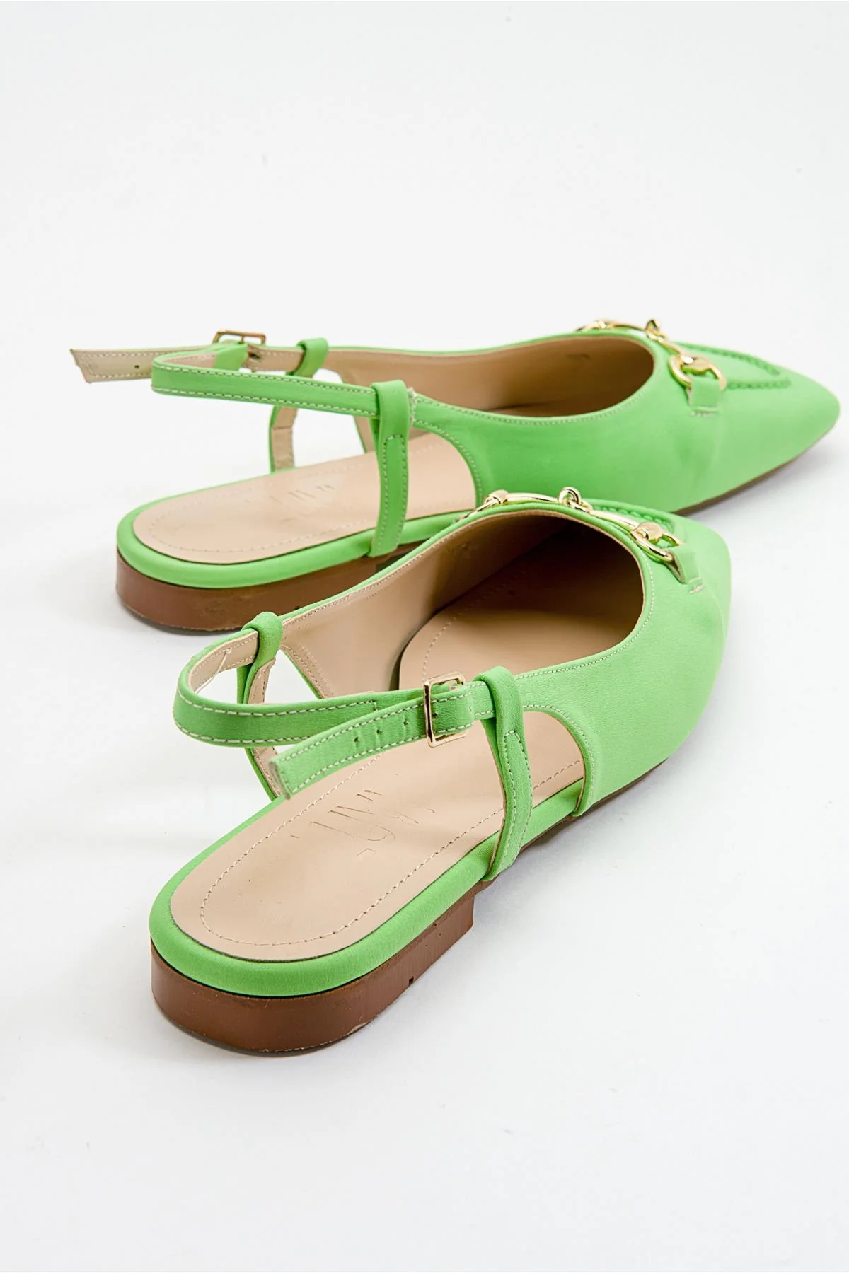 Area - Green Closed-Toe Buckle Flat Sandal (Women) - Image 2