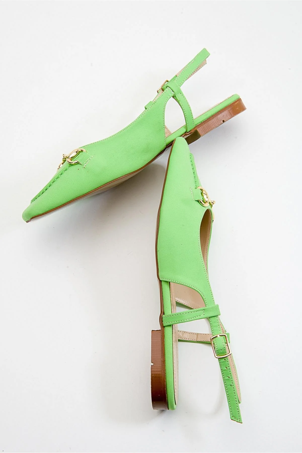 Area - Green Closed-Toe Buckle Flat Sandal (Women) - Image 5