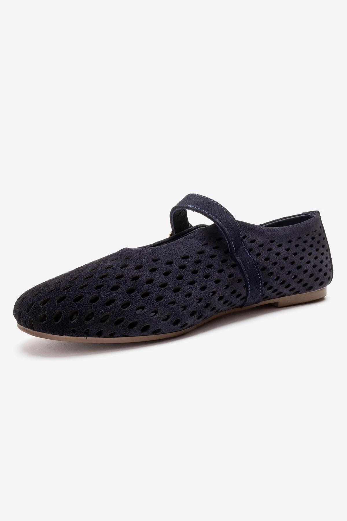 ARİAN - Navy Genuine Suede Leather Ballet Flat (Women) - Image 4
