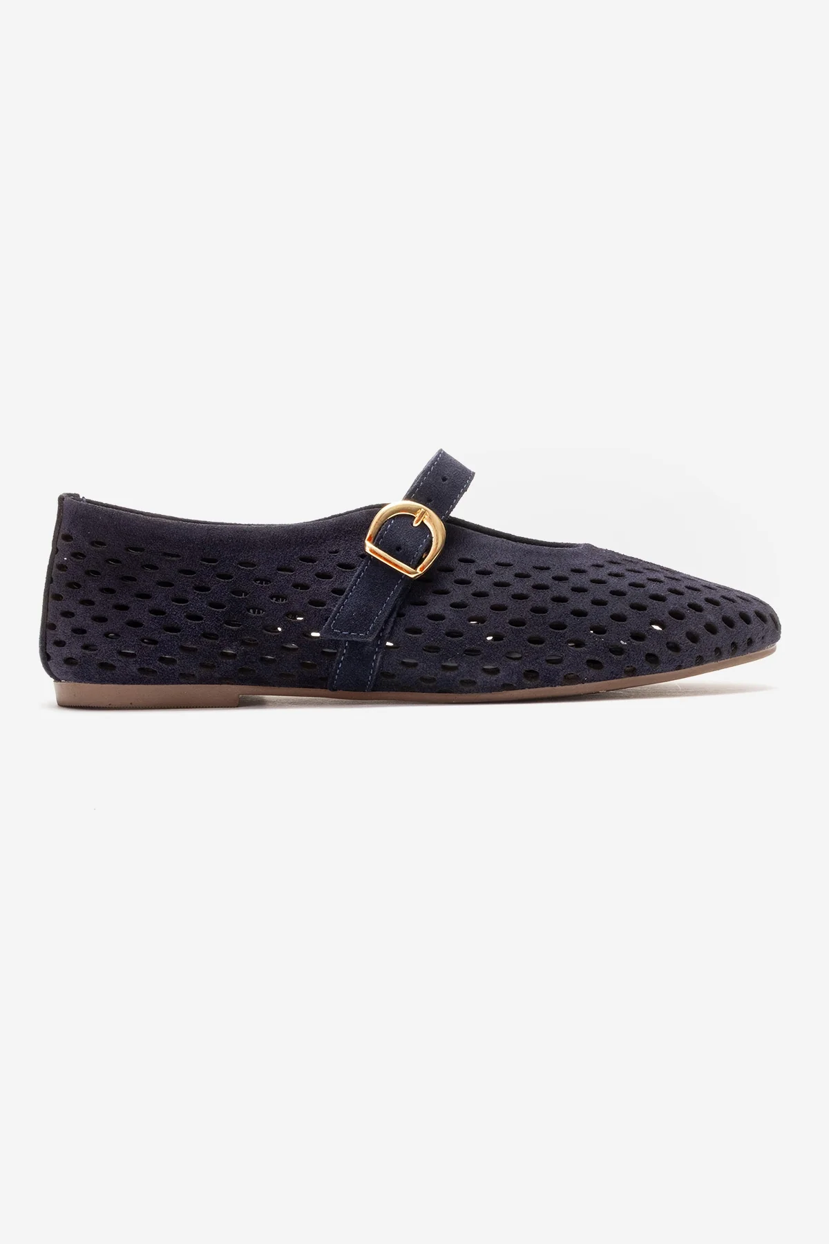 ARİAN - Navy Genuine Suede Leather Ballet Flat (Women) - Image 6