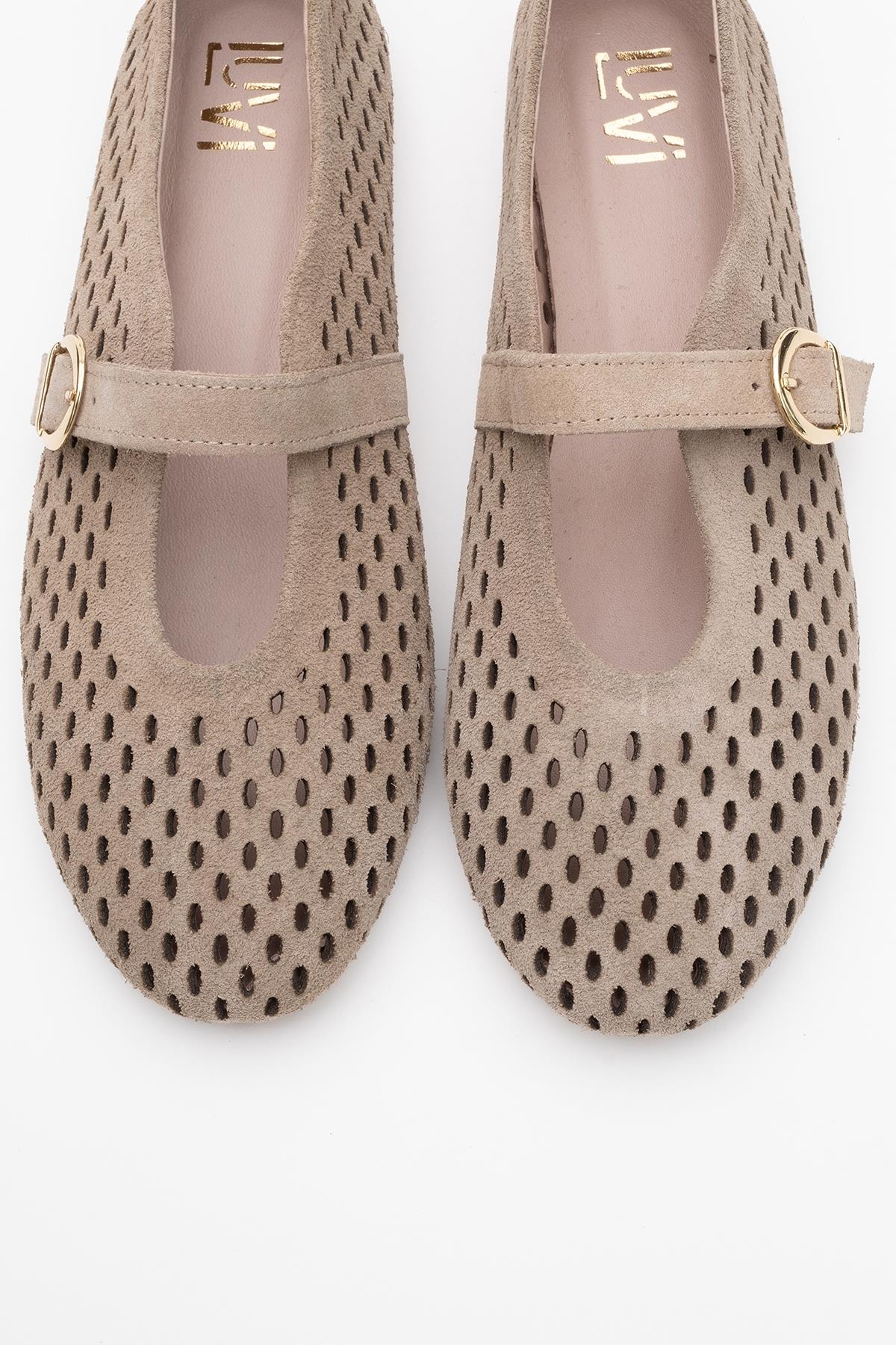 Arian Beige Suede Leather Ballet Flat (Women) - Image 2