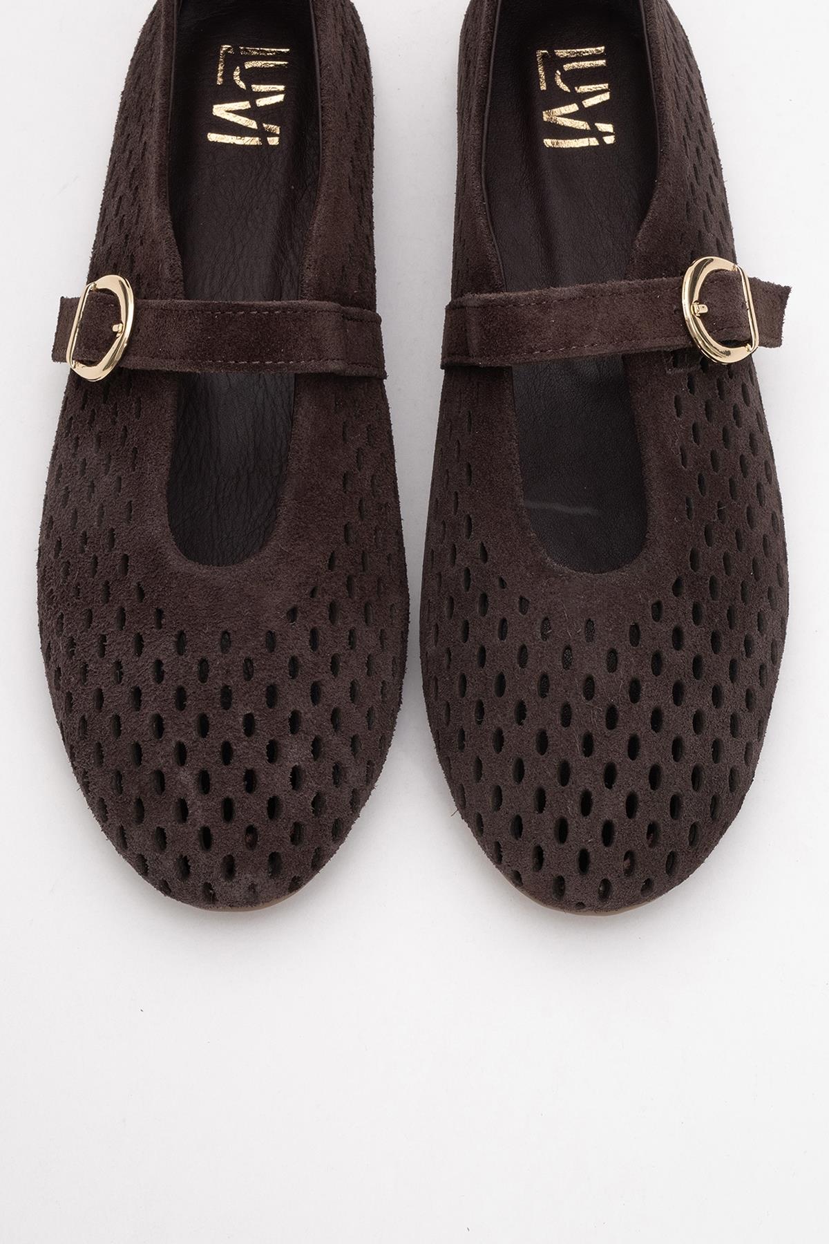 Arian - Brown Genuine Leather Ballet Flat (Women) - Image 2