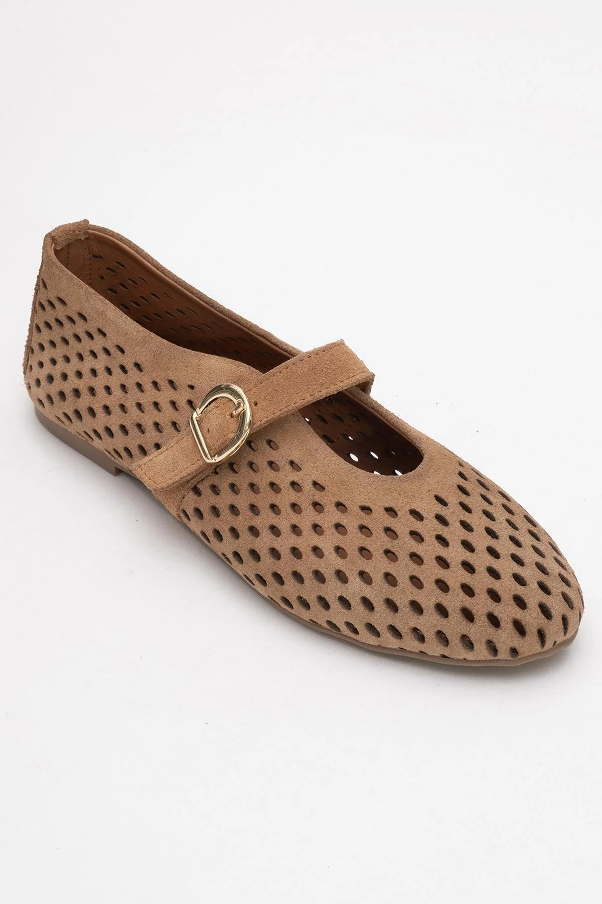 Arian Cognac Brown Suede Leather Ballet Flat (Women) - Image 3