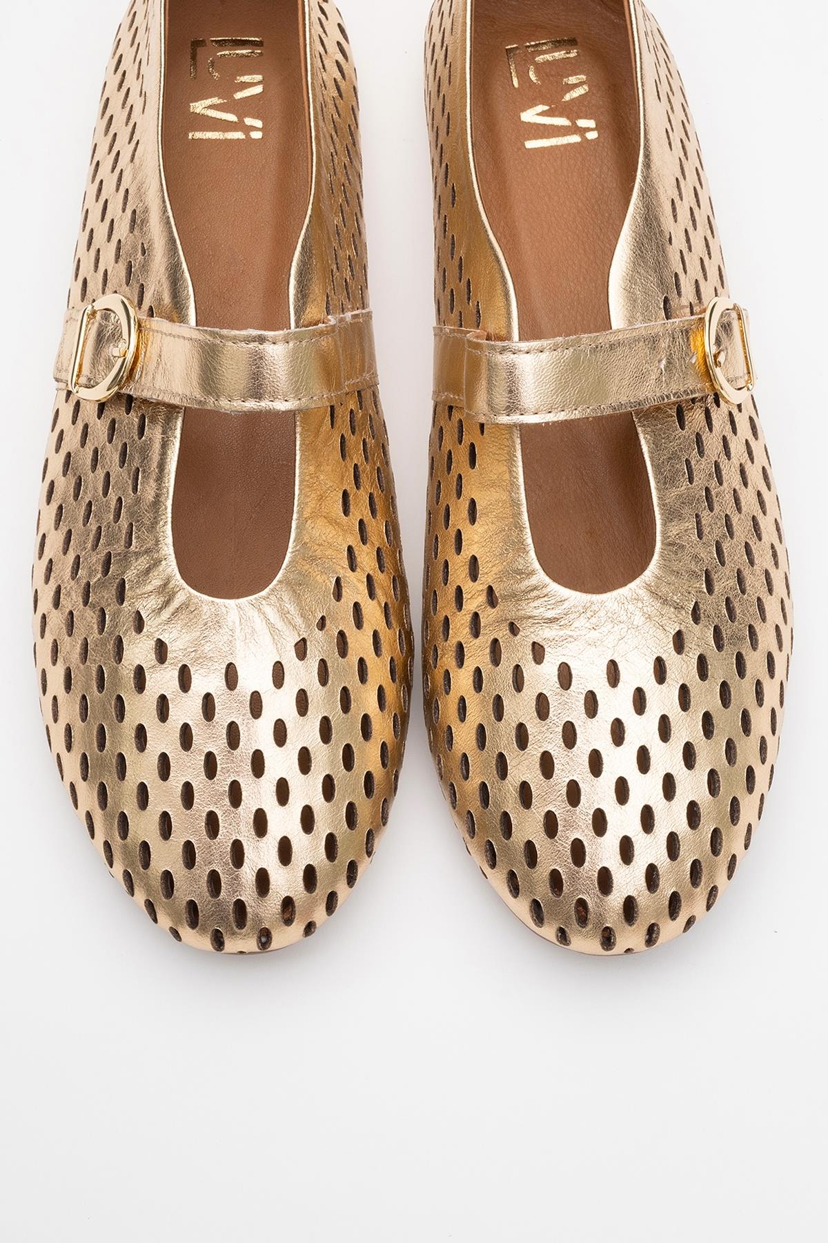 Arian Gold Leather Ballet Flat (Women) - Image 2