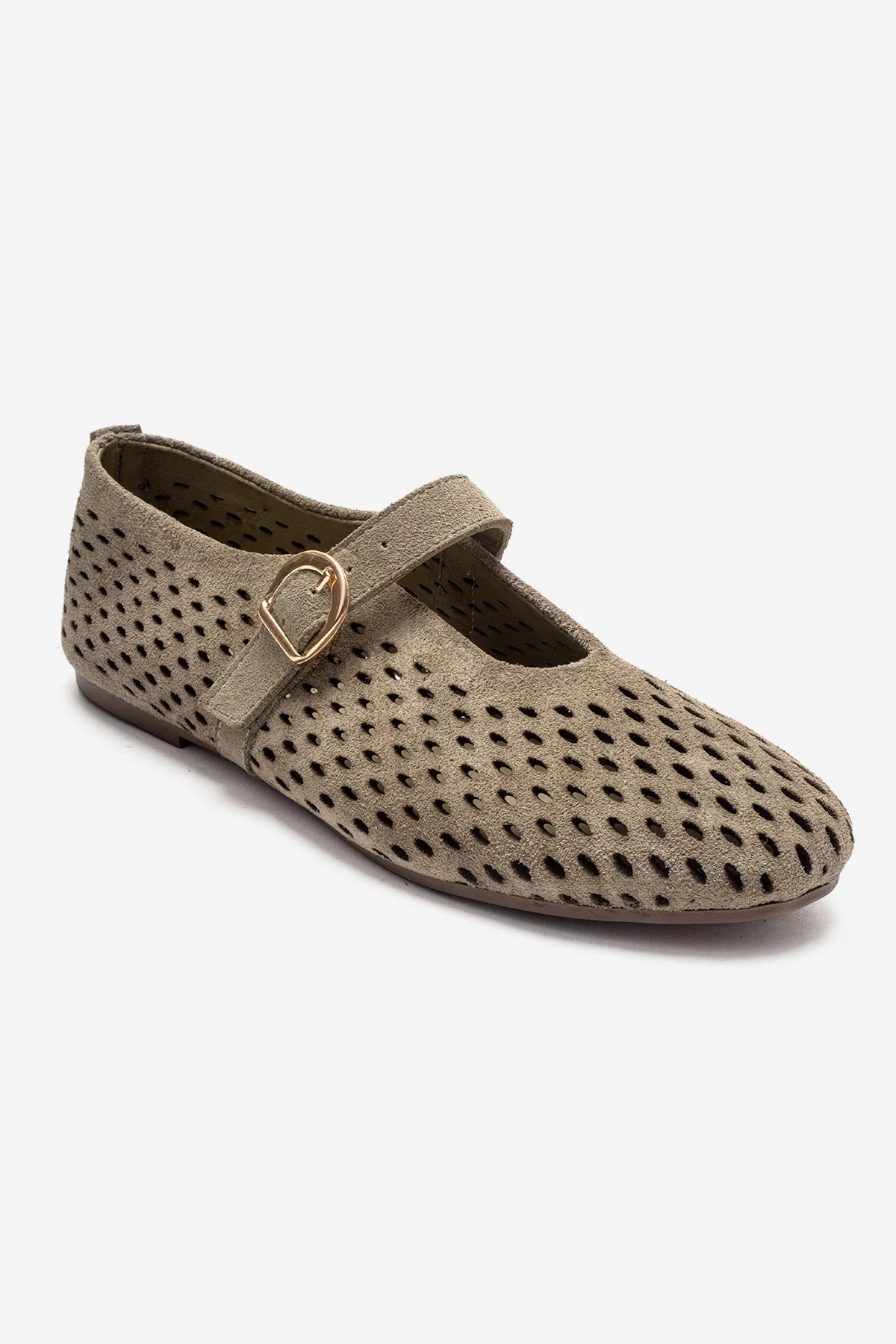 ARIAN - Green Suede Genuine Leather Ballet Flat (Women) - Image 3