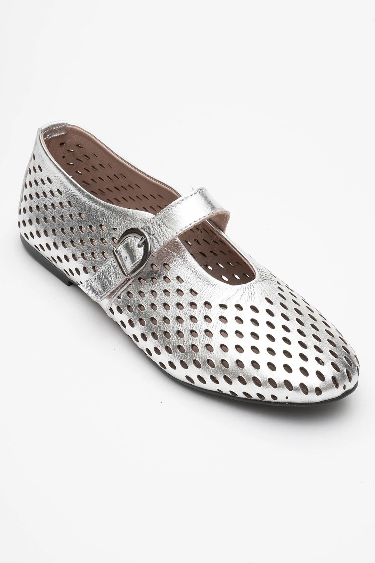 Arian Silver Leather Ballet Flat (Women) - Image 3