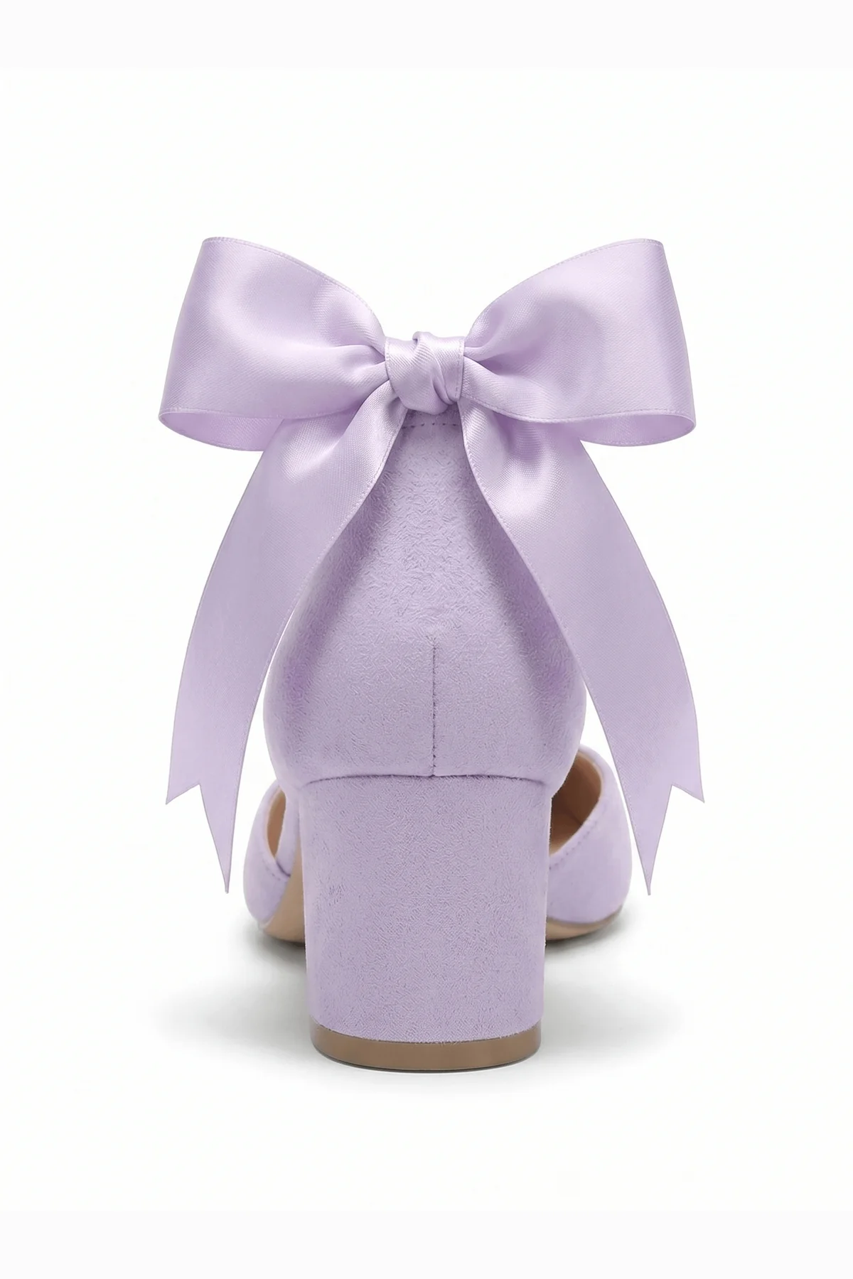 Arielle Lilac Suede Bow Ankle Strap Block Heel Sandal - Image 3