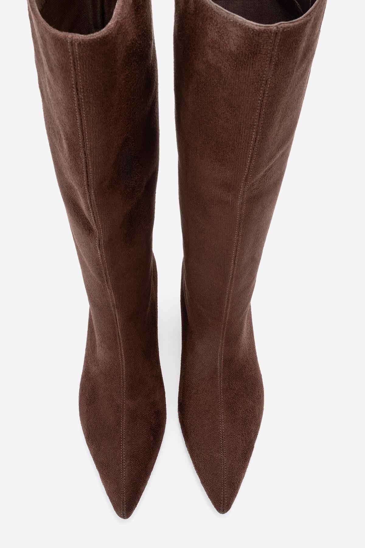 Armelia - Brown Kitten Heel Knee-High Boot (Women) - Image 3