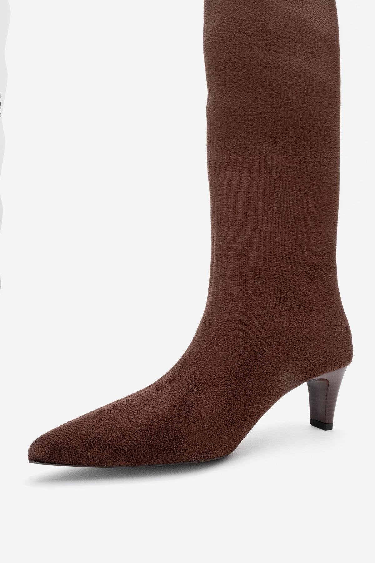 Armelia - Brown Kitten Heel Knee-High Boot (Women) - Image 5