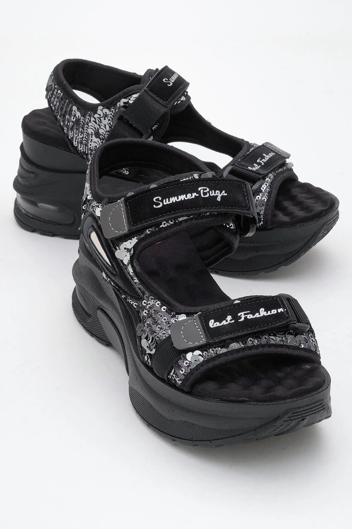 Arthur - Black-Grey Platform Sport Sandal (Women)