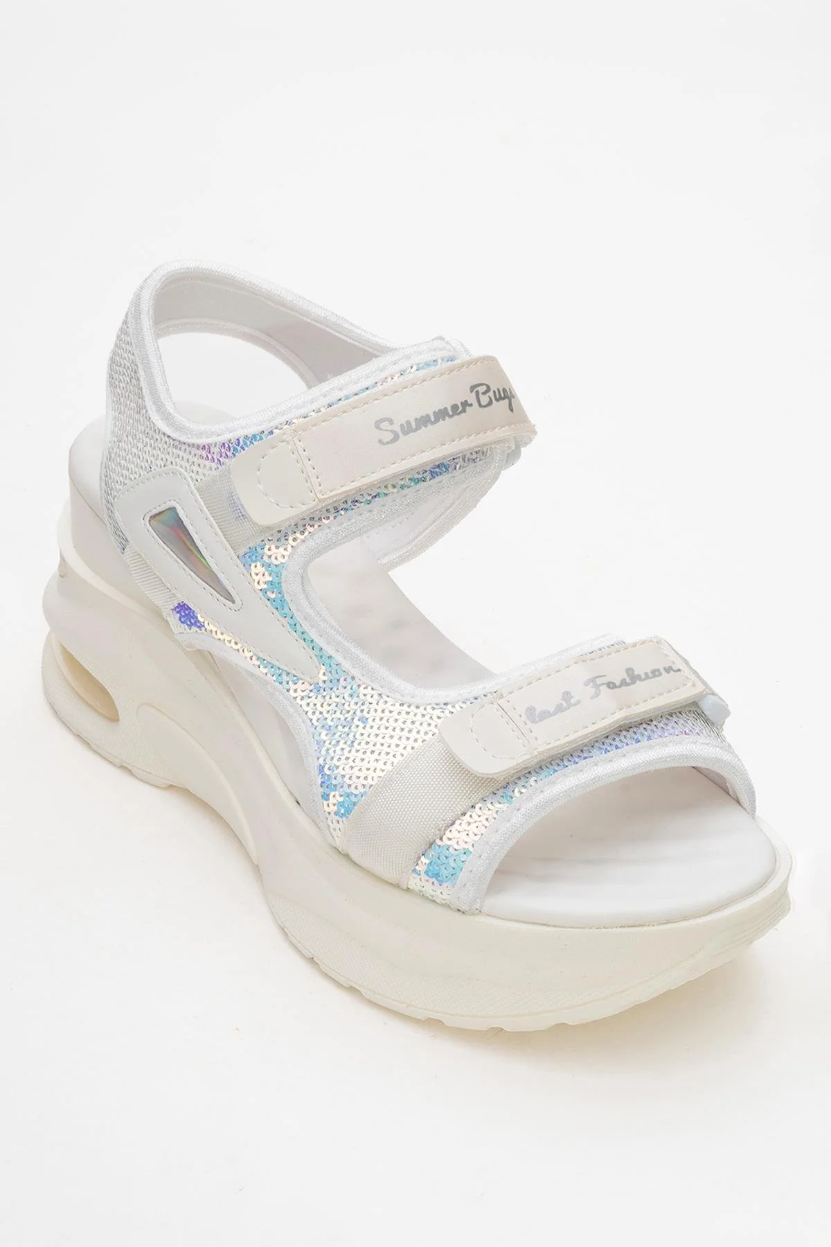 Arthur - White Sequin Strap Chunky Platform Sport Sandal (Women) - Image 3