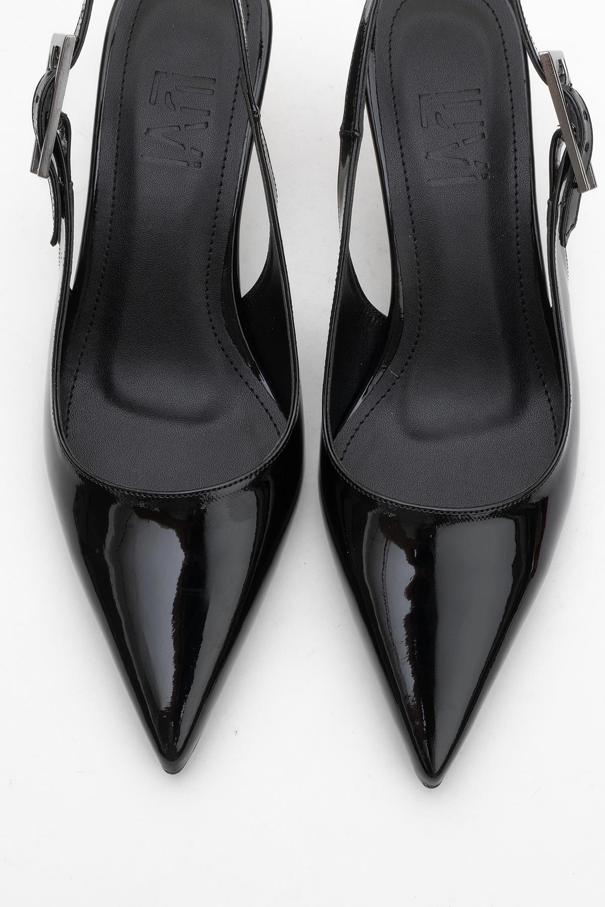 Arty - Black Patent Slingback Heeled Shoe (Women) - Image 2