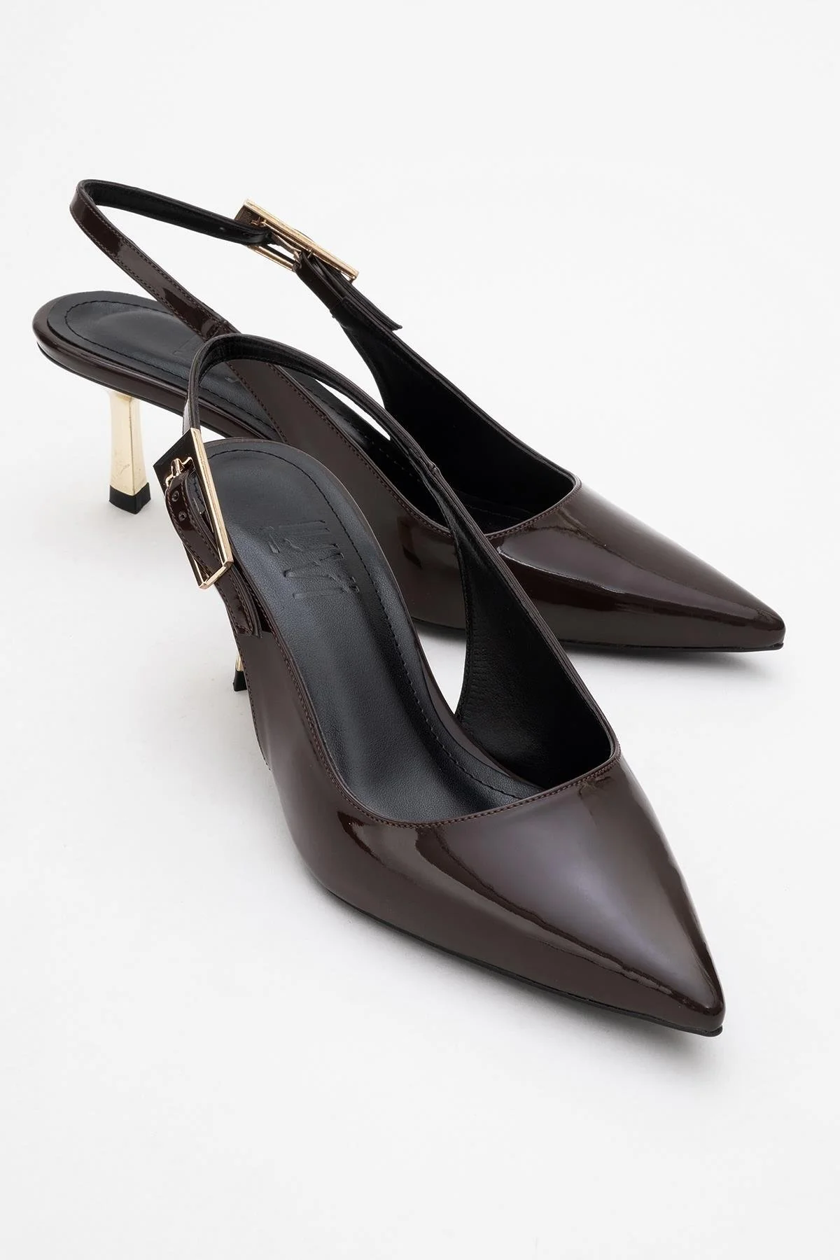 Arty - Brown Patent Pointed Toe Slingback Stiletto (Women)