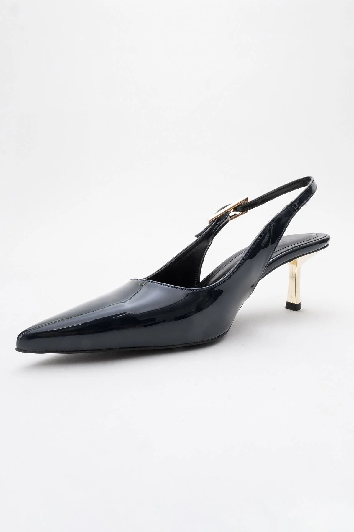 Arty - Navy Patent Buckled Pointed Toe Slingback Stiletto (Women) - Image 4