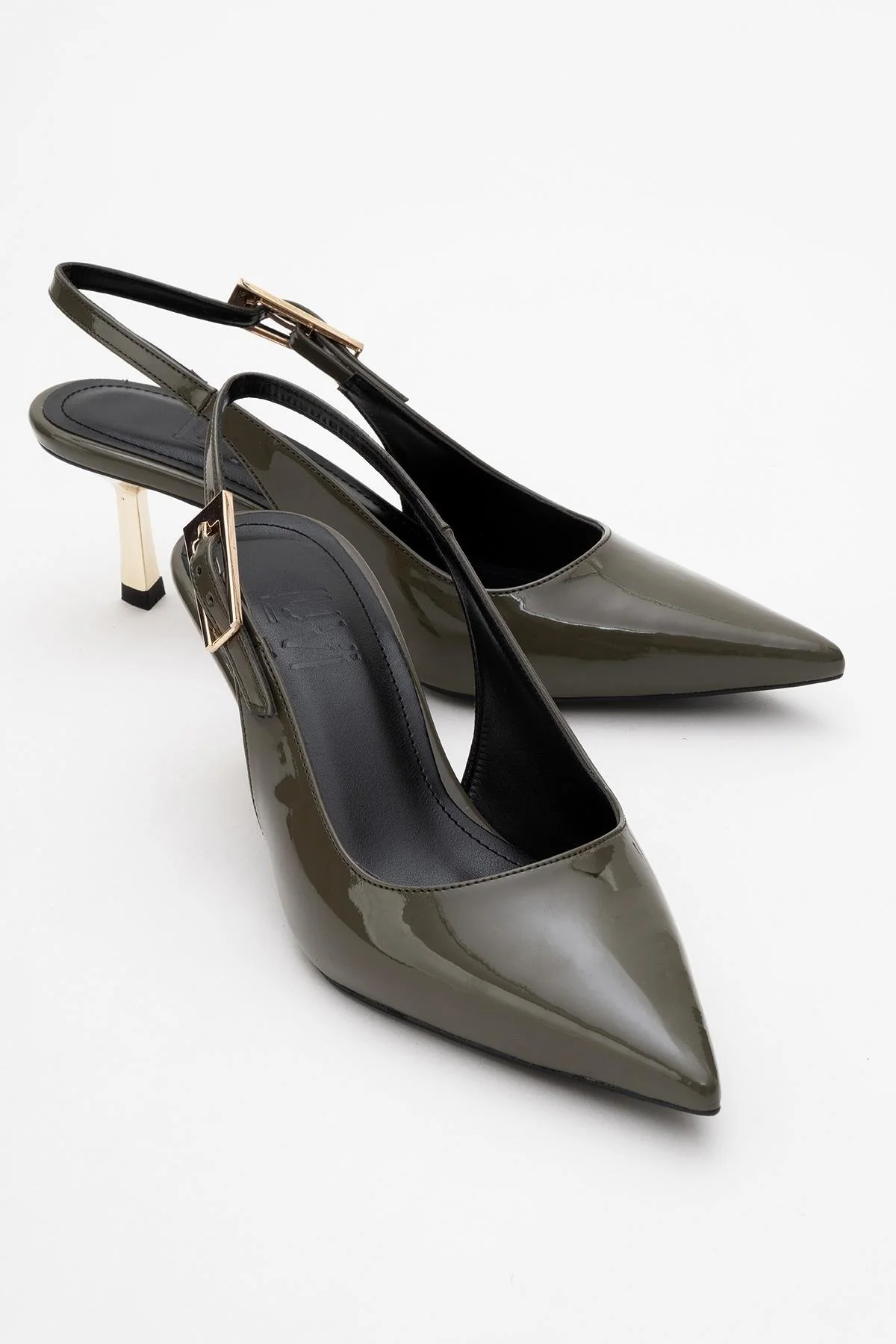 Arty - Olive Patent Pointed Toe Slingback Stiletto (Women)