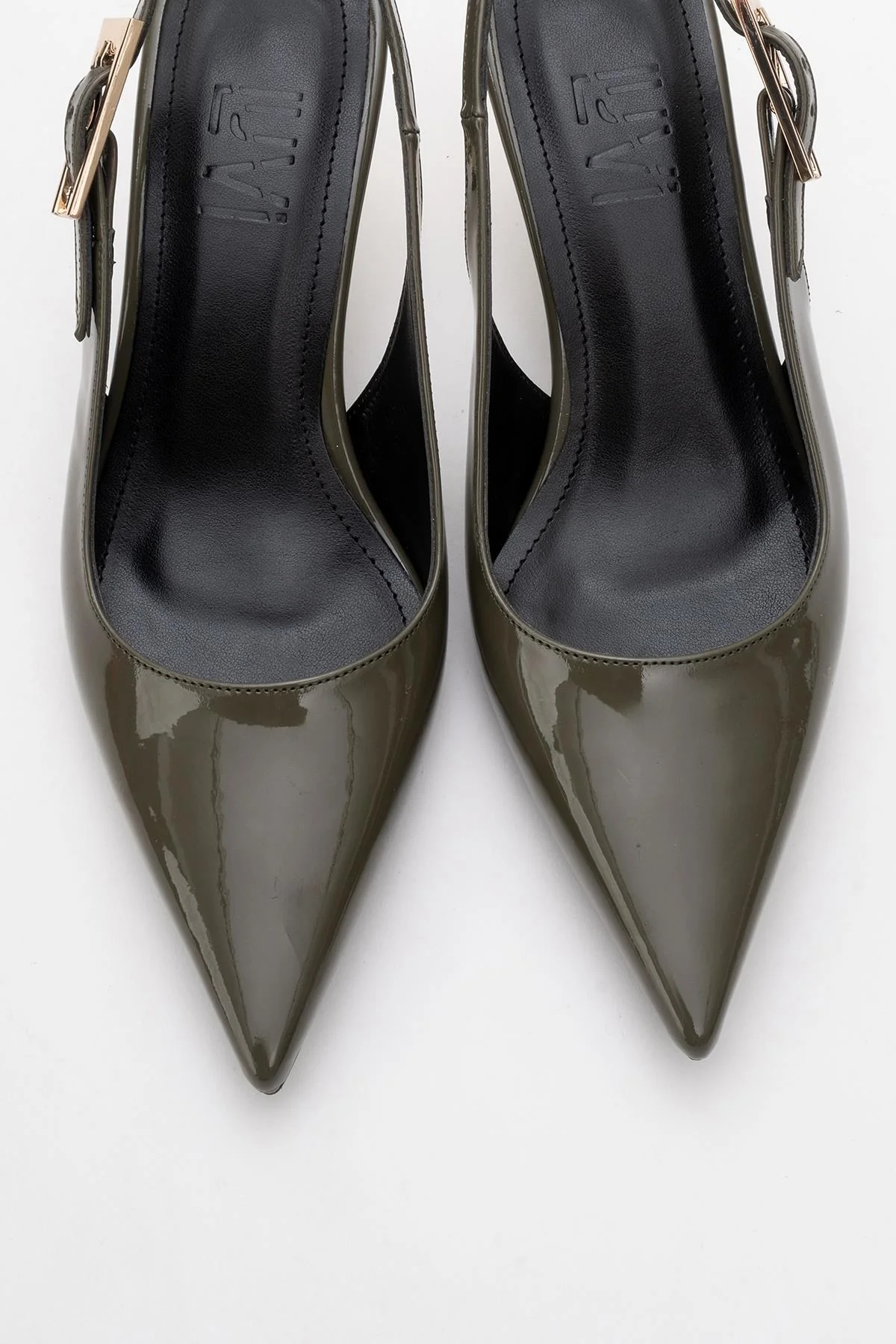 Arty - Olive Patent Pointed Toe Slingback Stiletto (Women) - Image 2
