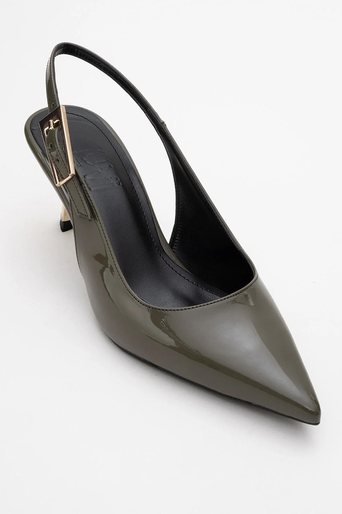 Arty - Olive Patent Pointed Toe Slingback Stiletto (Women) - Image 3