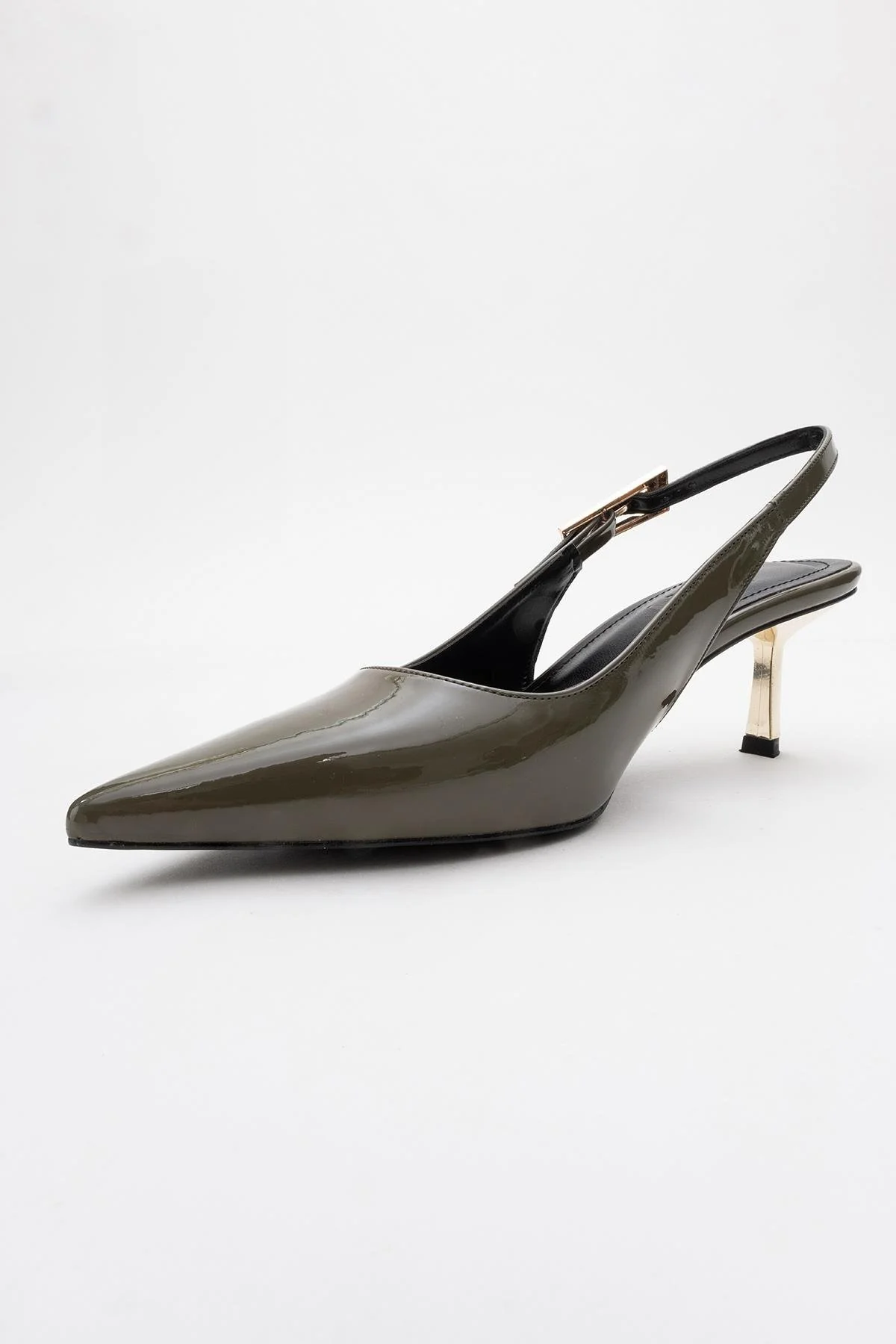 Arty - Olive Patent Pointed Toe Slingback Stiletto (Women) - Image 4