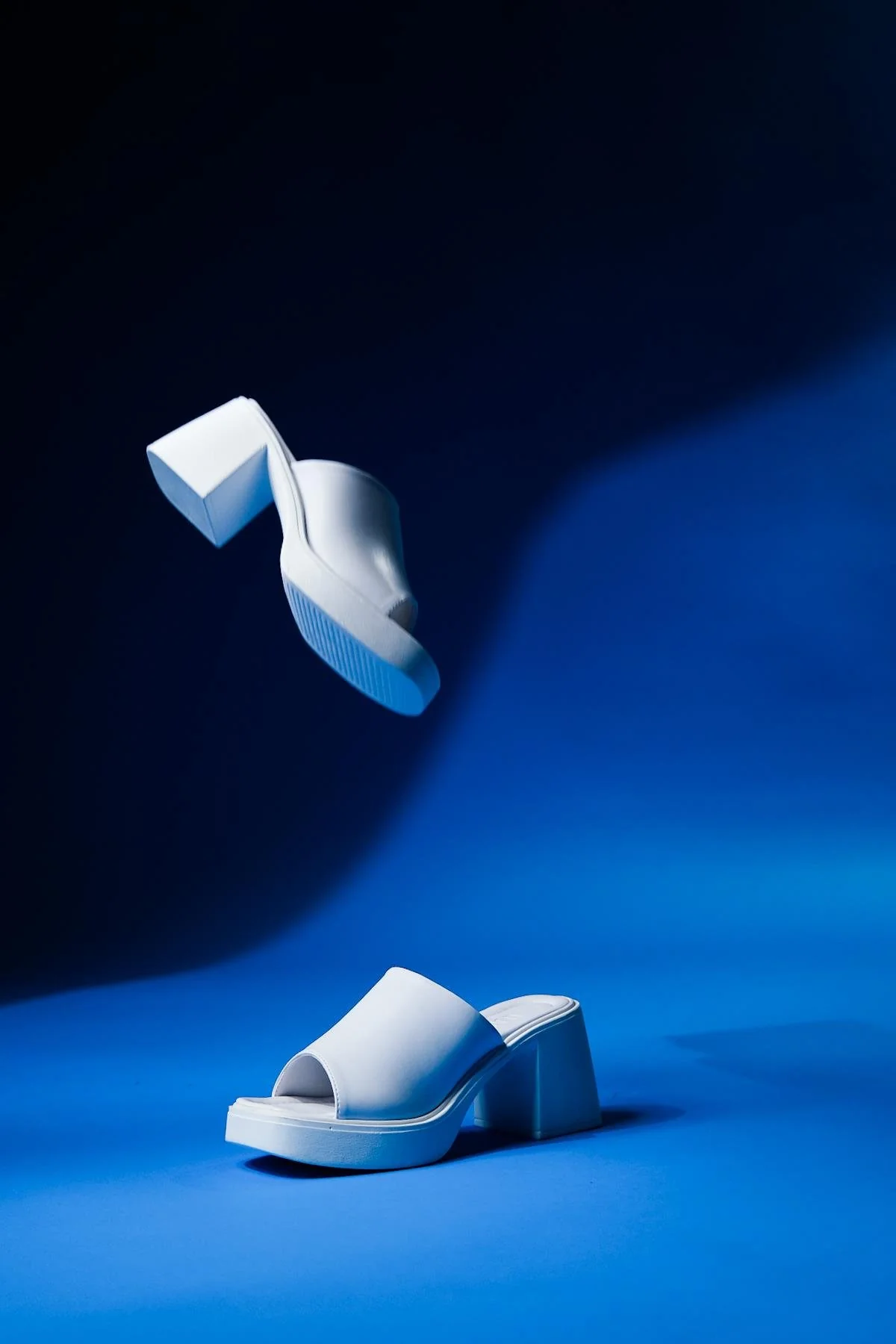 Arvel - White Platform Heel Slide (Women)