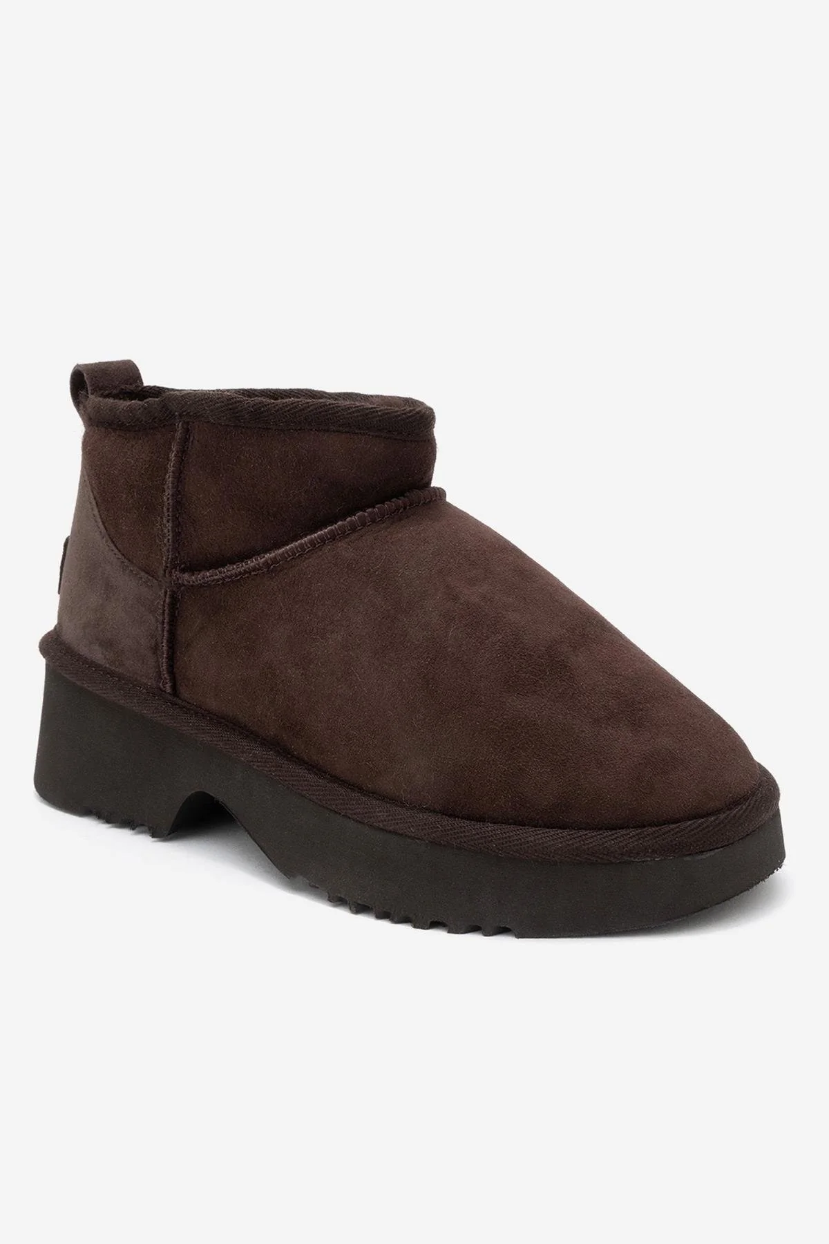 Ary - Brown Suede Fur-Lined Genuine Leather Platform Ankle Boot (Women) - Image 3