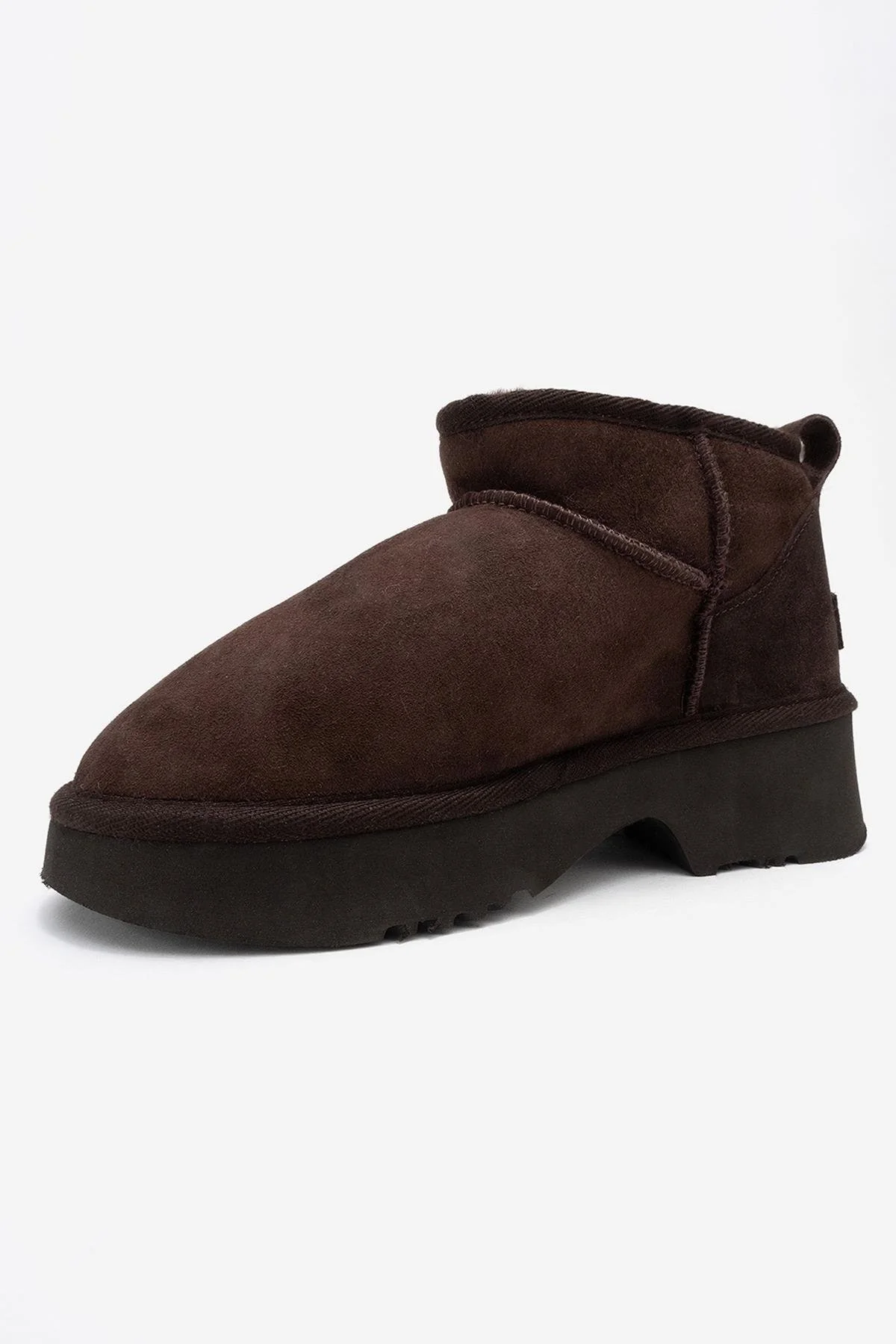 Ary - Brown Suede Fur-Lined Genuine Leather Platform Ankle Boot (Women) - Image 4