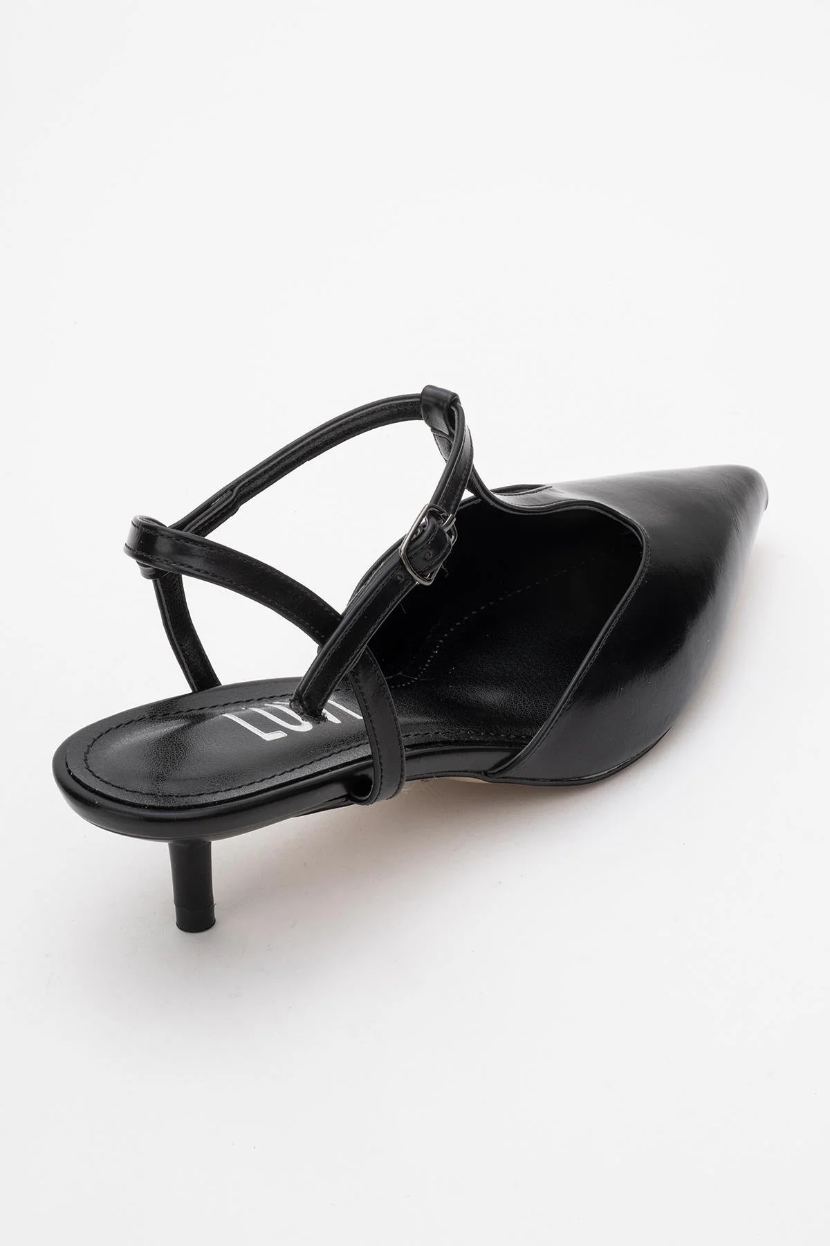 Asher - Black Pointed Toe Open Back Low Heel Shoe (Women) - Image 5