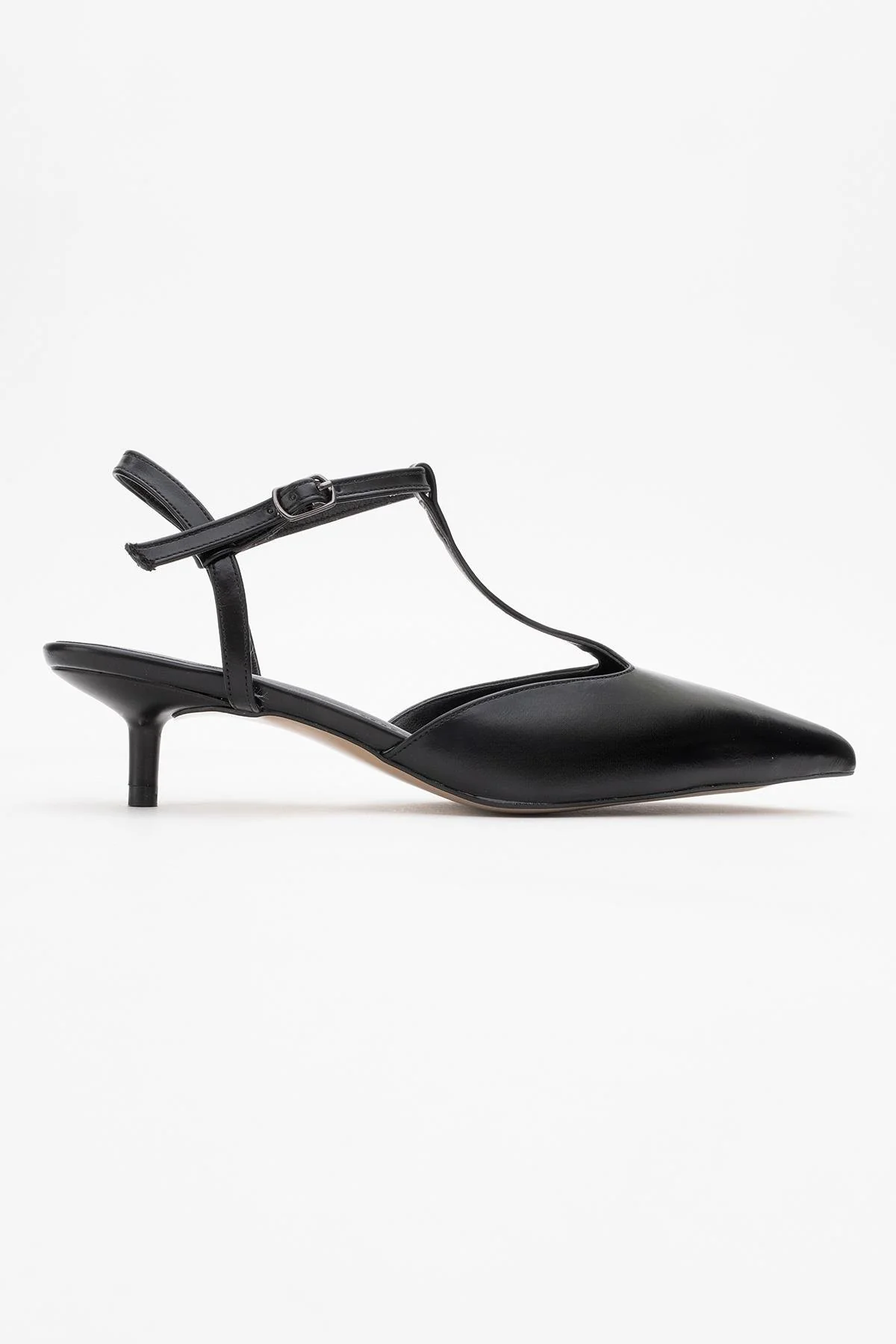 Asher - Black Pointed Toe Open Back Low Heel Shoe (Women) - Image 6