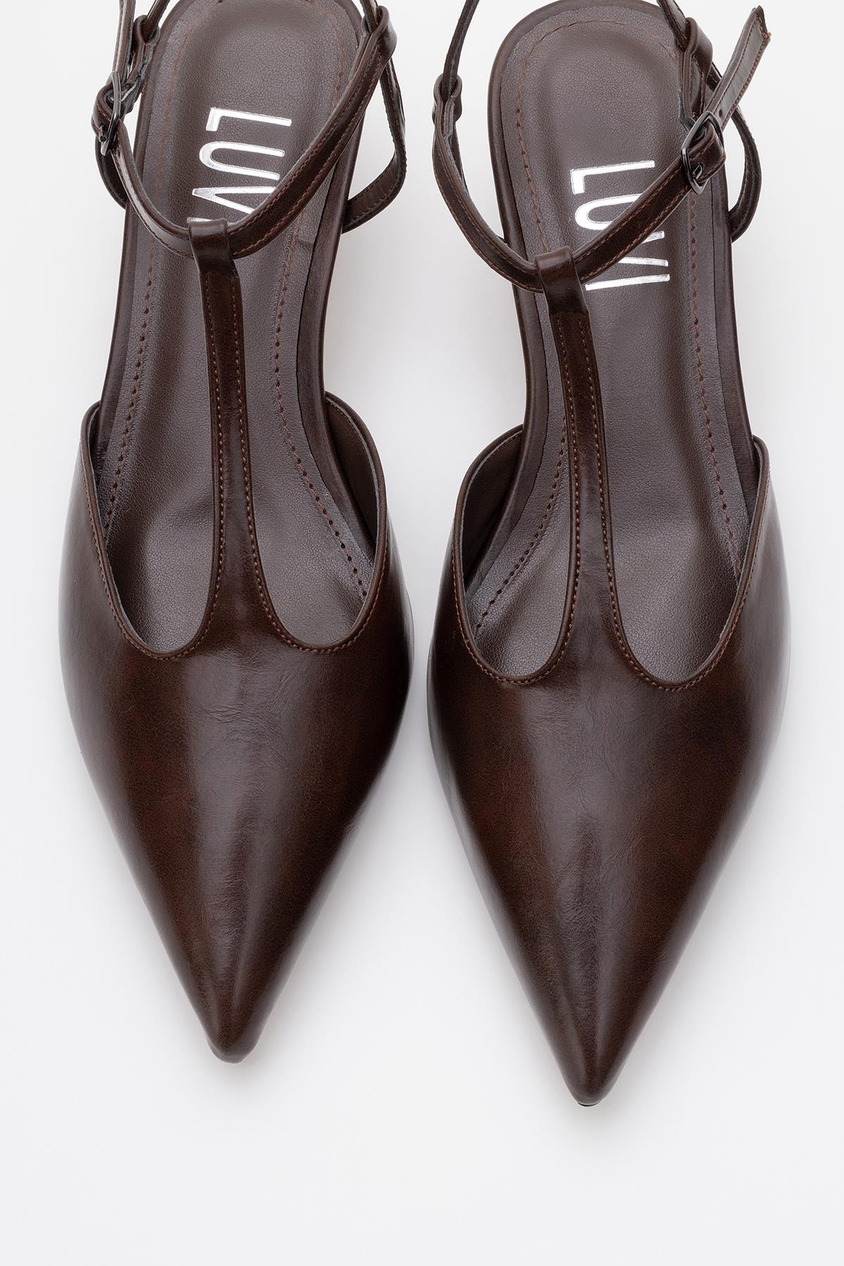 Asher - Brown Pointed Toe Backless Low Heel Pump (Women) - Image 2