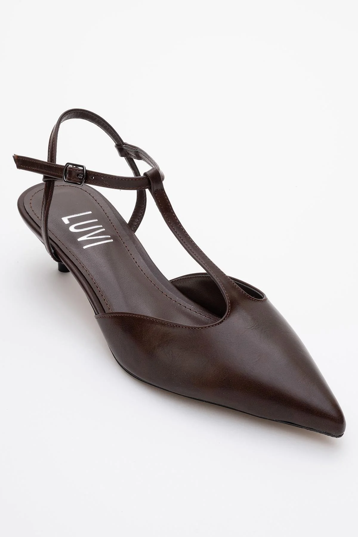 Asher - Brown Pointed Toe Backless Low Heel Pump (Women) - Image 3