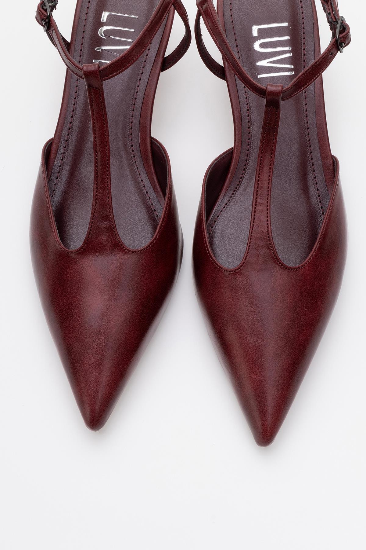 Asher - Burgundy Pointed Toe Backless Low Heel Pump (Women) - Image 2