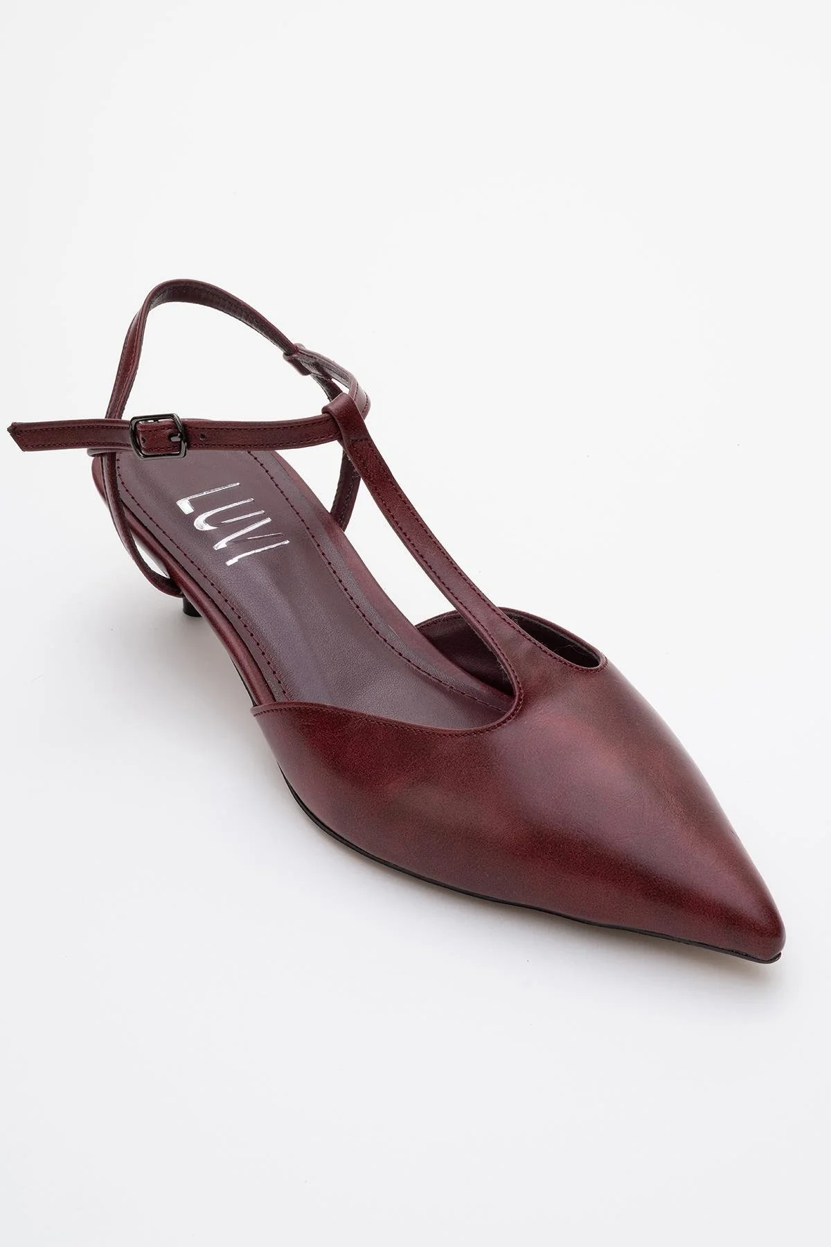Asher - Burgundy Pointed Toe Backless Low Heel Pump (Women) - Image 3