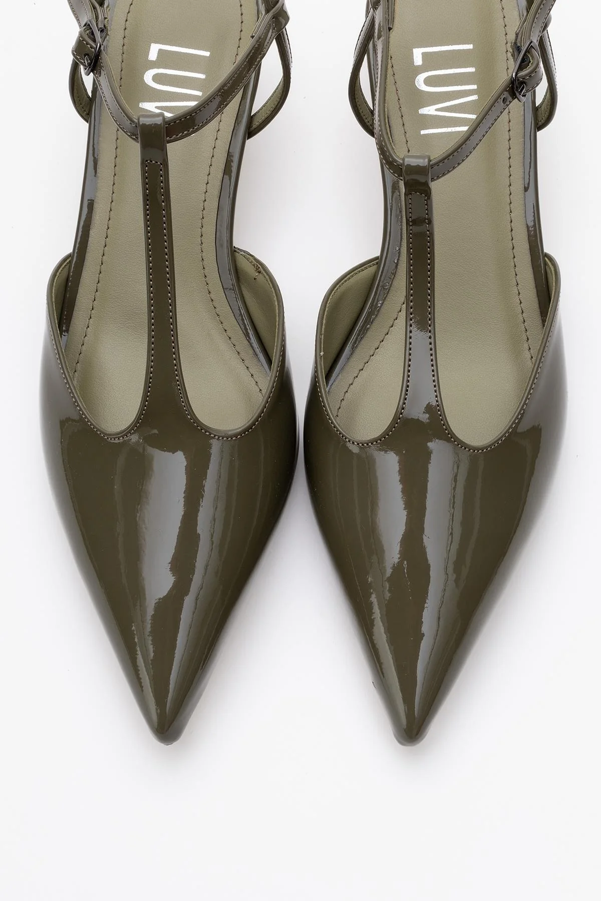 Asher - Khaki Pointed Toe Backless Short Heel Shoe (Women) - Image 2