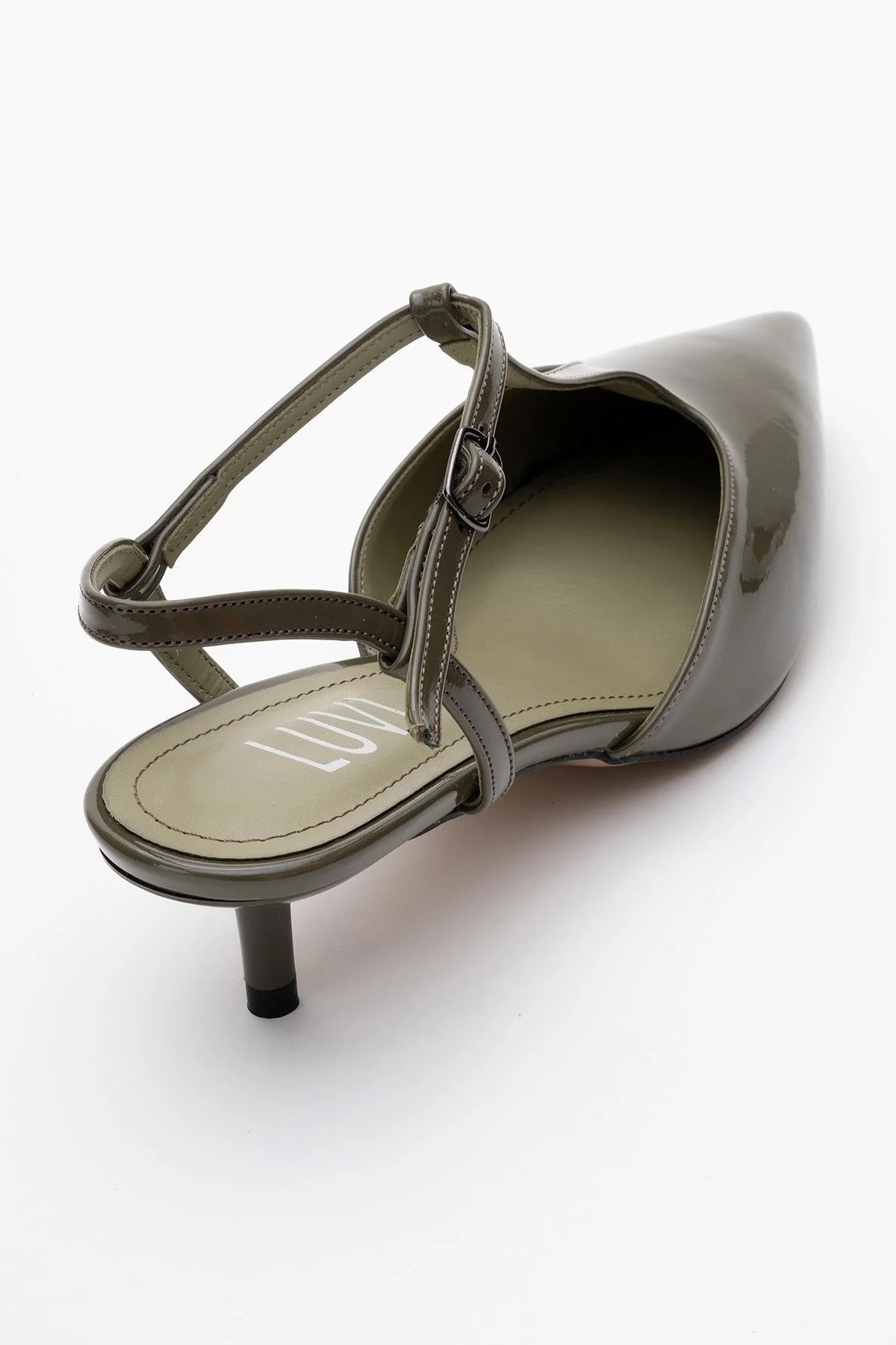 Asher - Khaki Pointed Toe Backless Short Heel Shoe (Women) - Image 5
