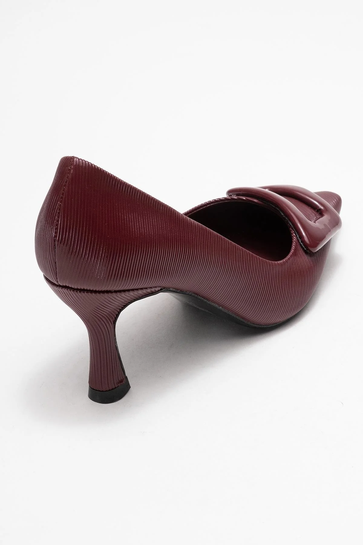 Astra - Burgundy Striped Buckle Heeled Pump (Women) - Image 5