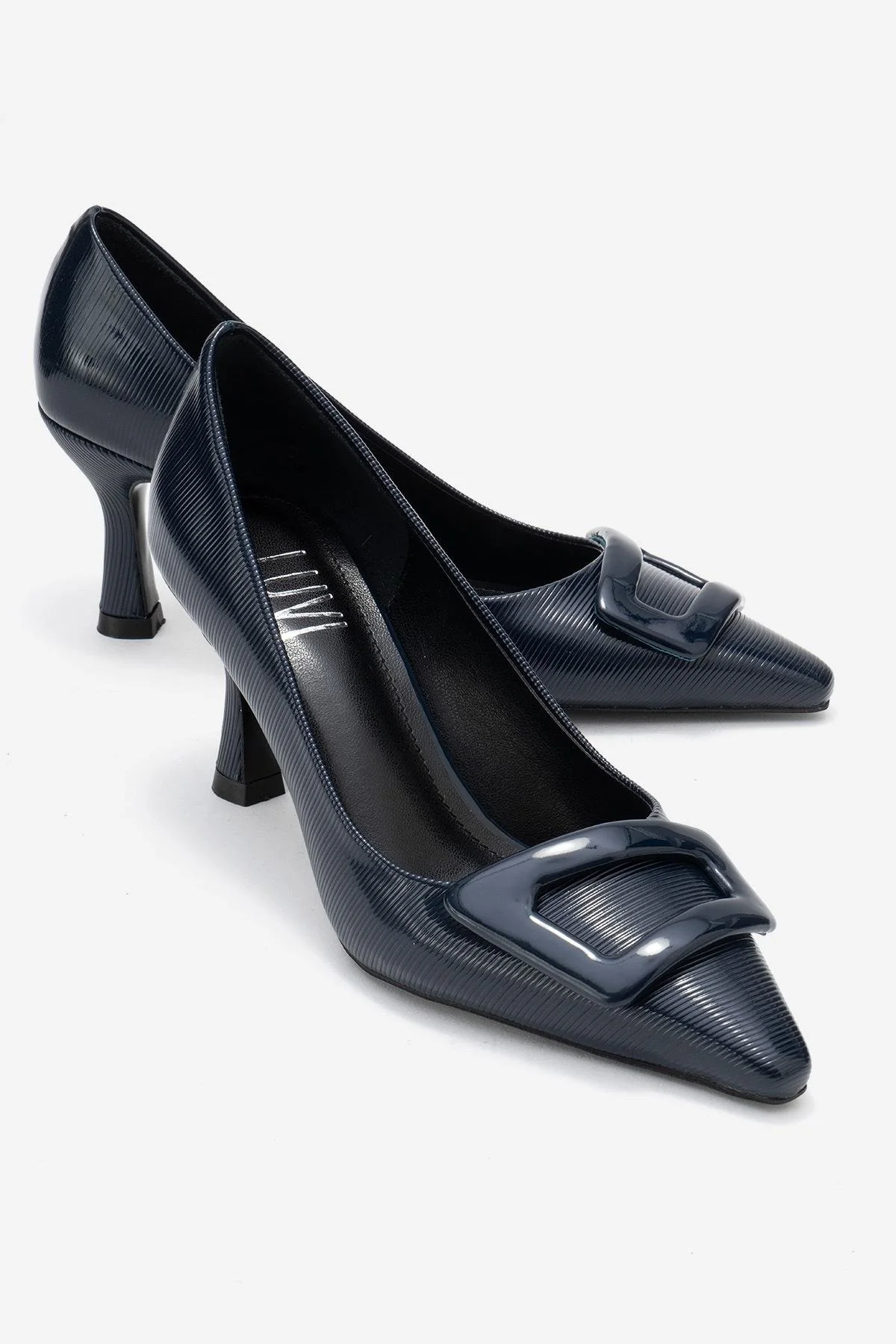 Astra - Navy Striped Buckle Pump (Women)
