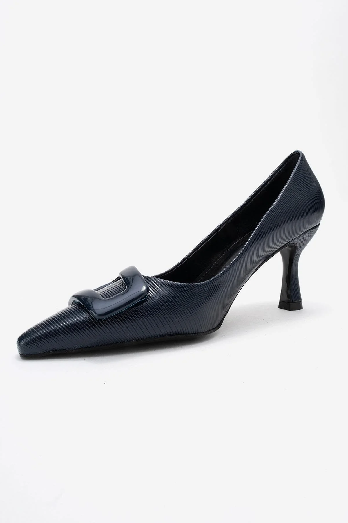 Astra - Navy Striped Buckle Pump (Women) - Image 4
