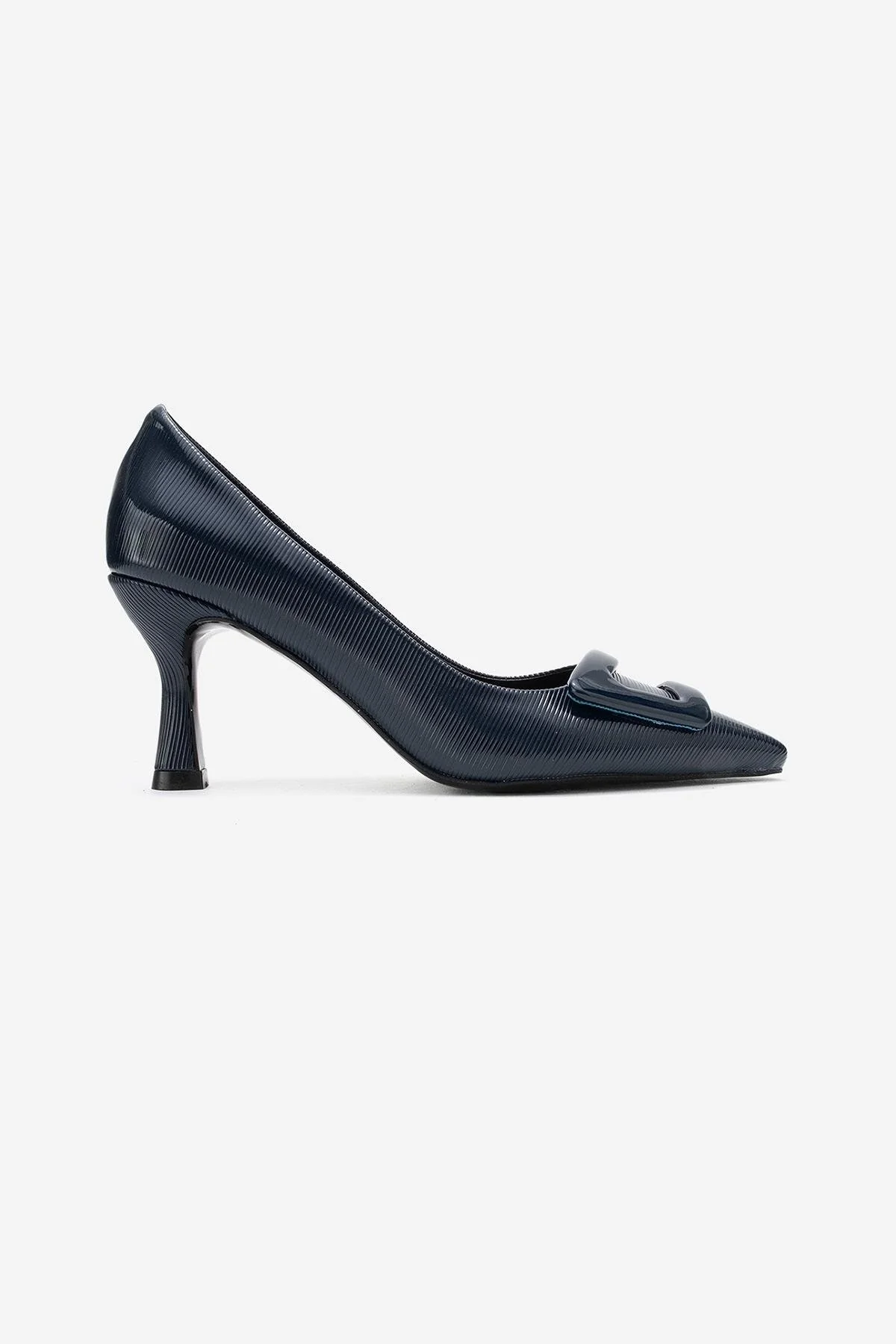 Astra - Navy Striped Buckle Pump (Women) - Image 6