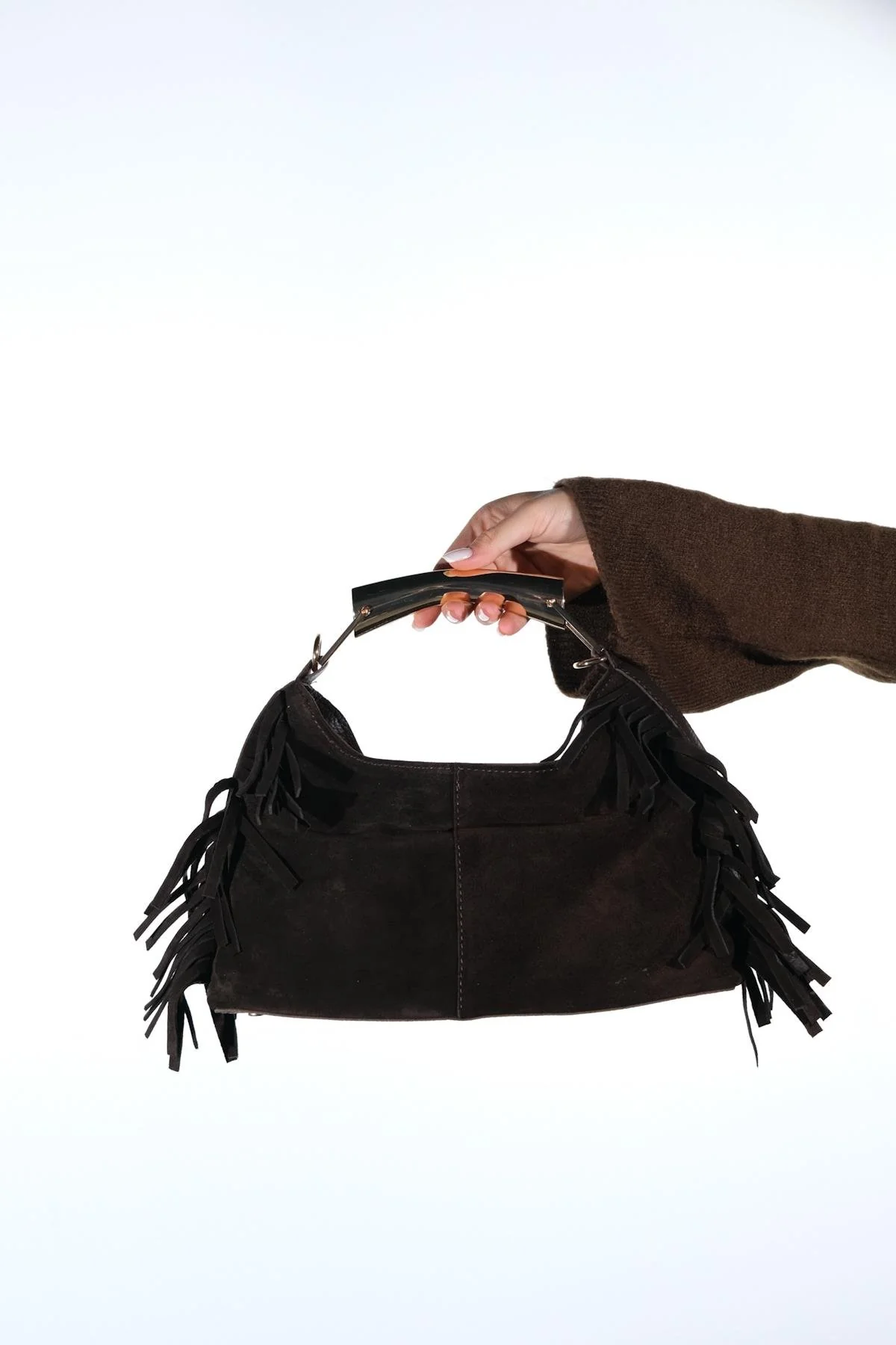 ASTREN - Brown Genuine Suede Leather Fringe Shoulder Bag (Women) - Image 3
