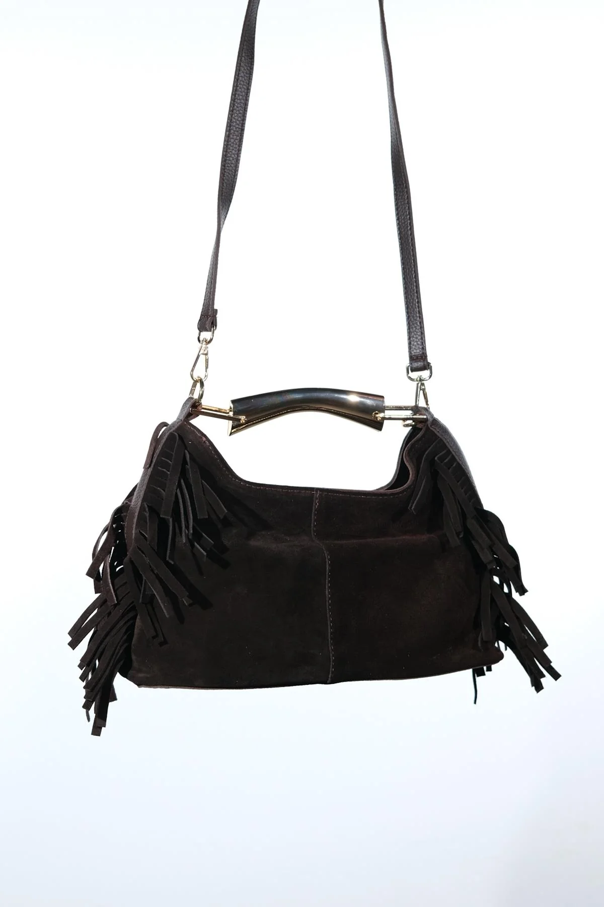 ASTREN - Brown Genuine Suede Leather Fringe Shoulder Bag (Women) - Image 4