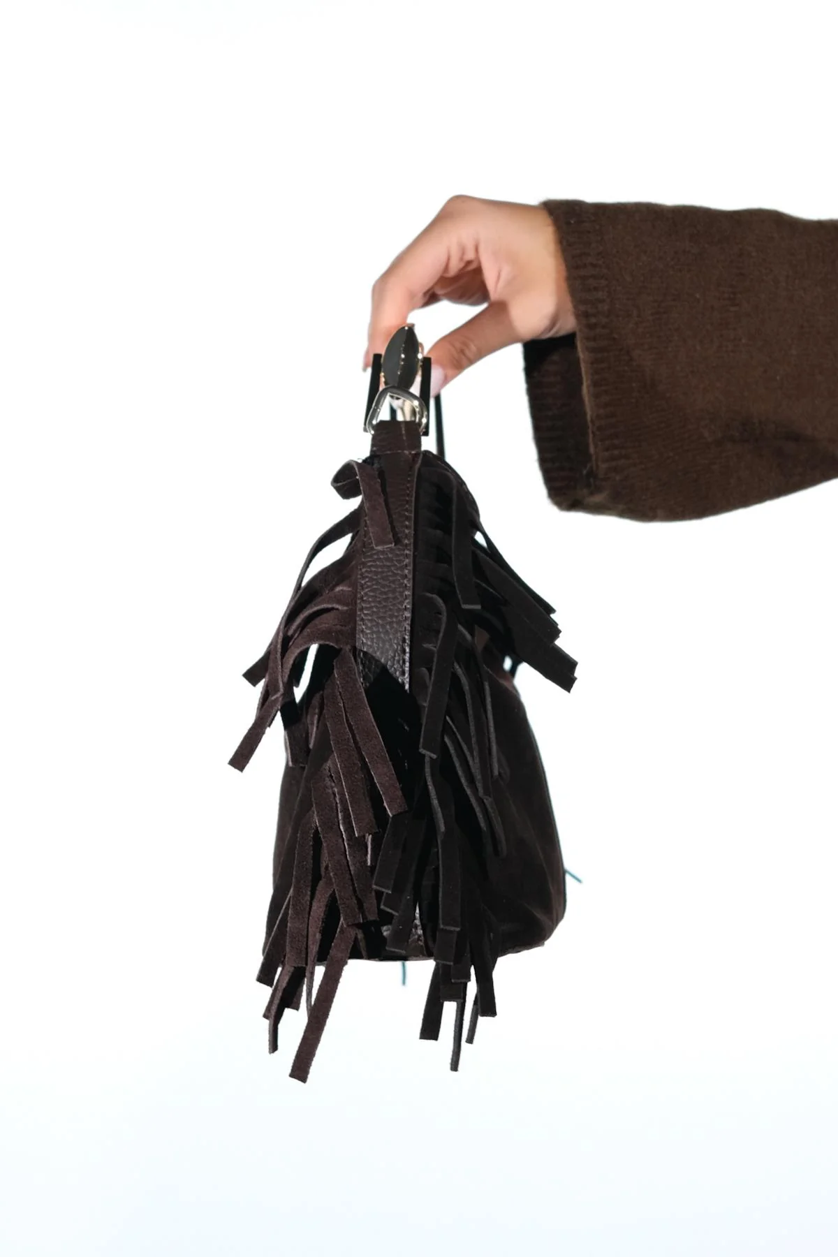 ASTREN - Brown Genuine Suede Leather Fringe Shoulder Bag (Women) - Image 5