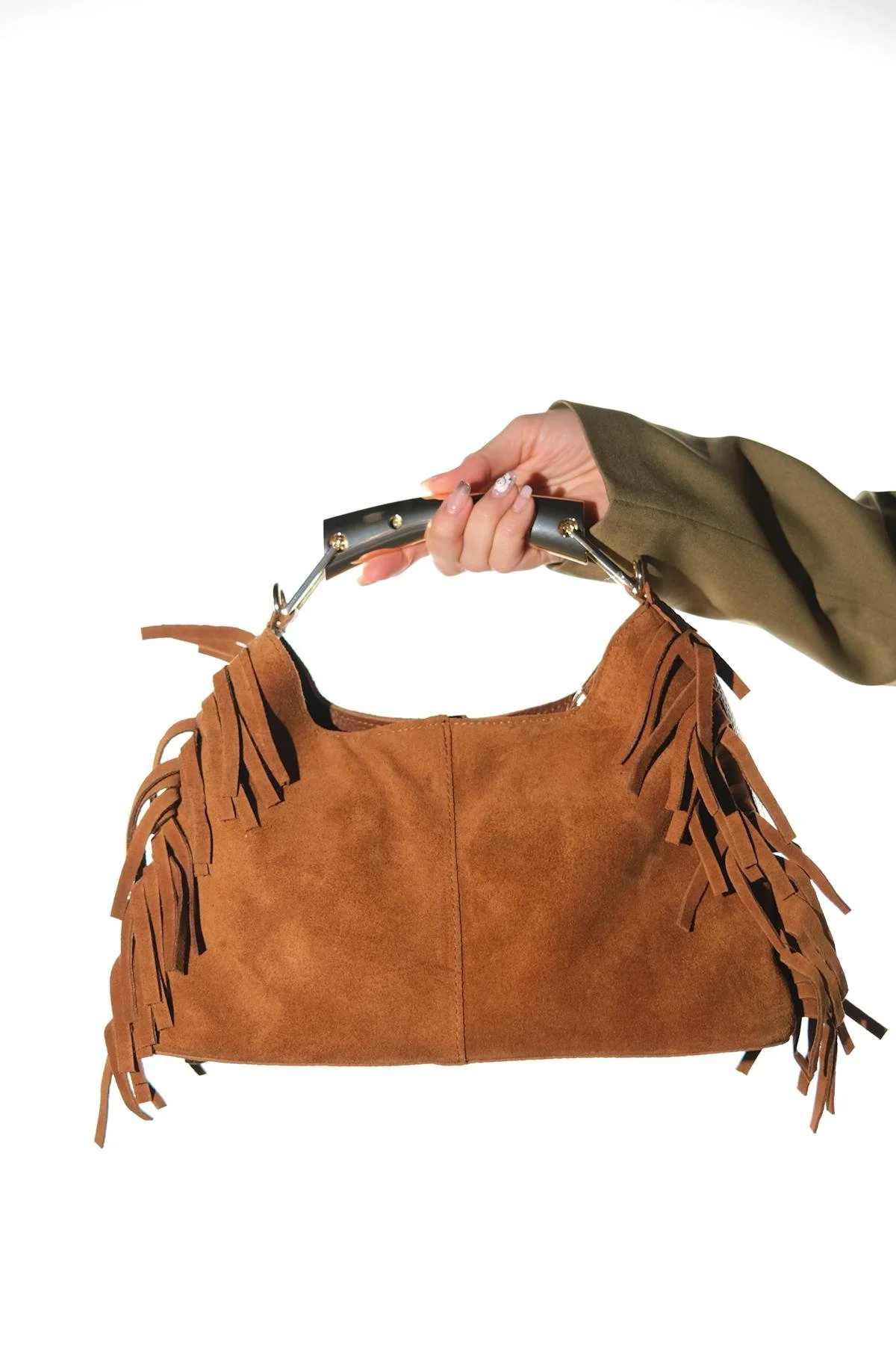 ASTREN - Cognac Genuine Suede Leather Shoulder Bag (Women) - Image 6