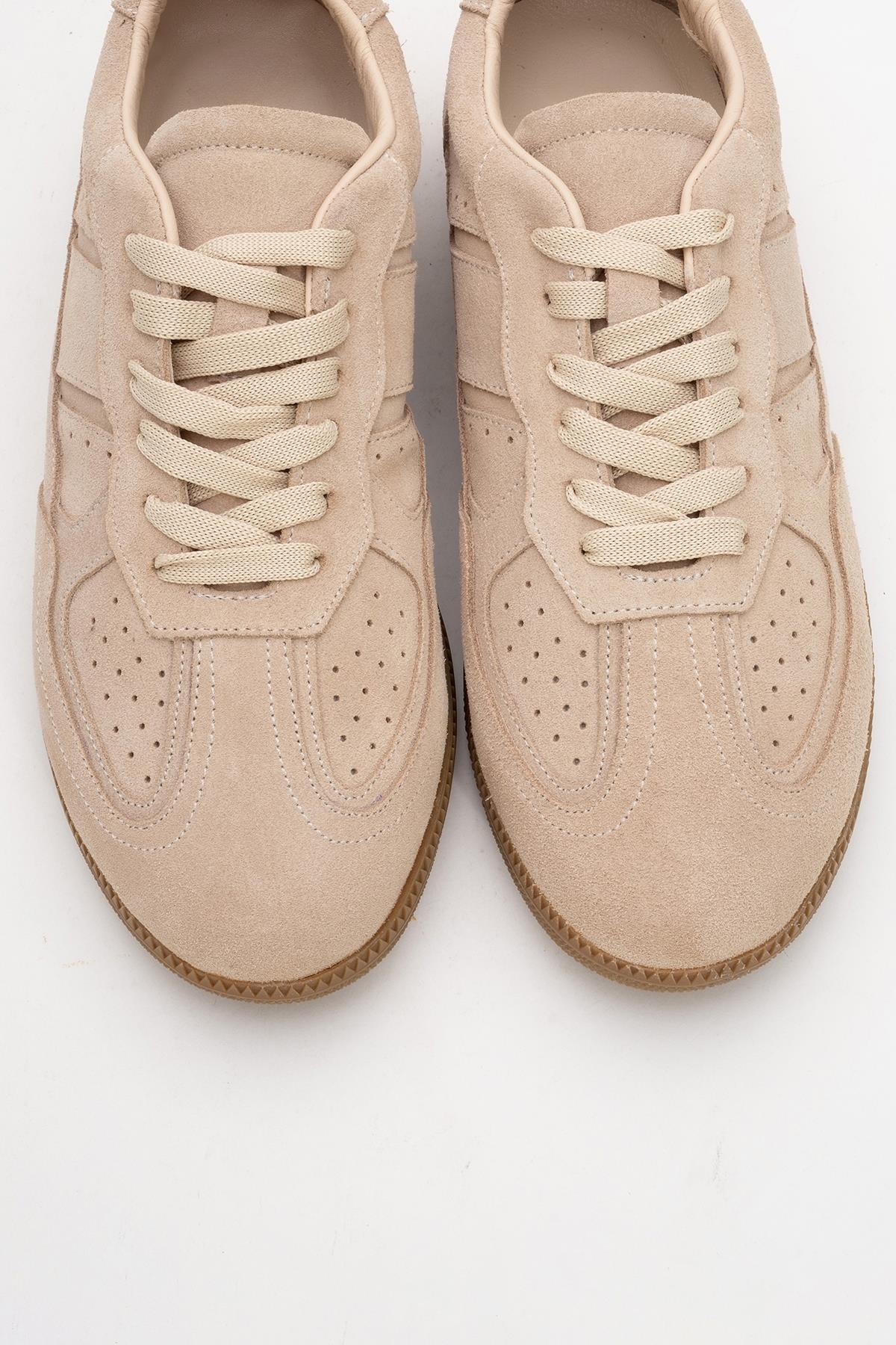 Aurel - Beige Suede Leather Sneakers (Women) - Image 2