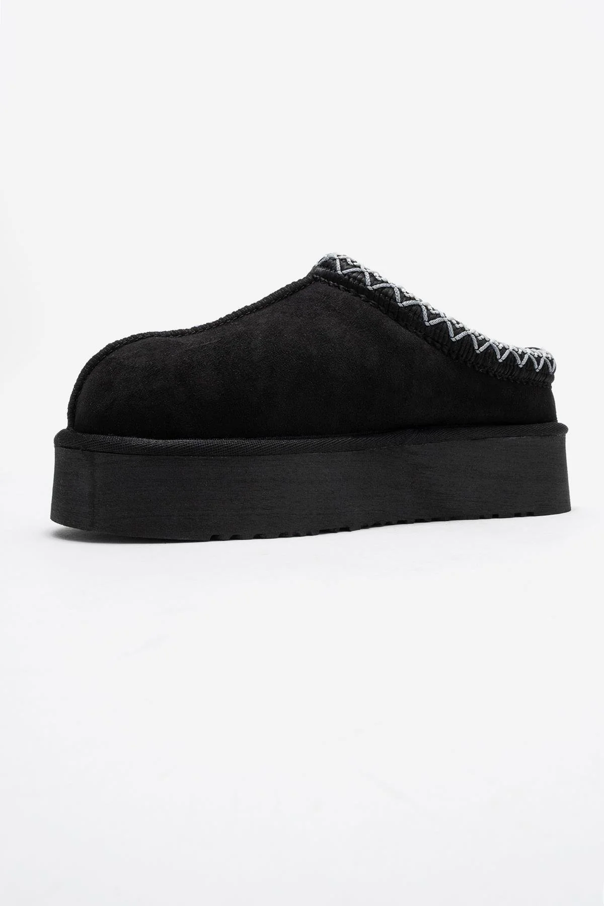 Avelia - Black Suede Genuine Leather Thick-Soled Winter Slipper (Women) - Image 4